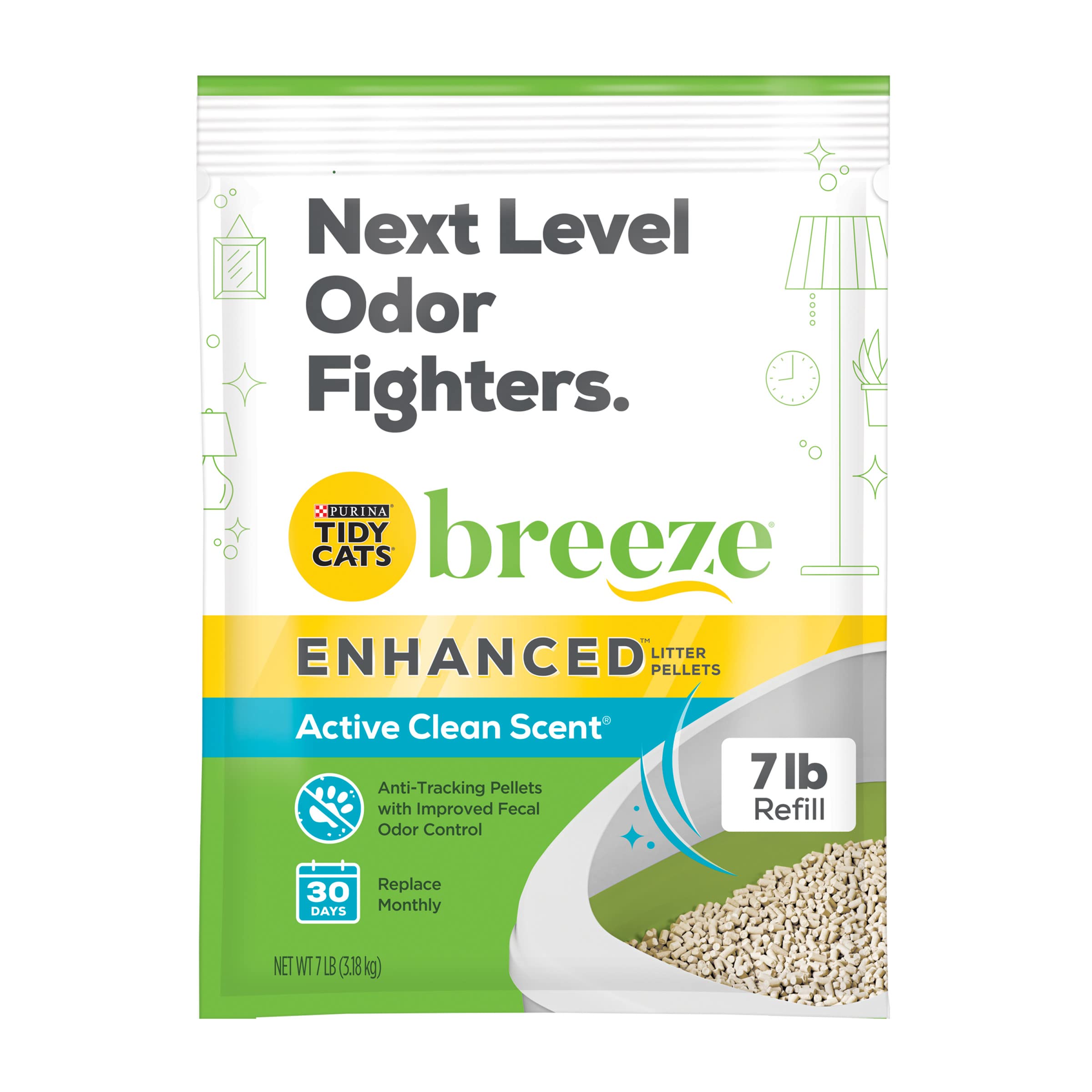 Purina Tidy Cats Scented Litter Pellets, Breeze Enhanced Refill Litter Pellets In Recyclable Box - (4) 7 Lb. Bags