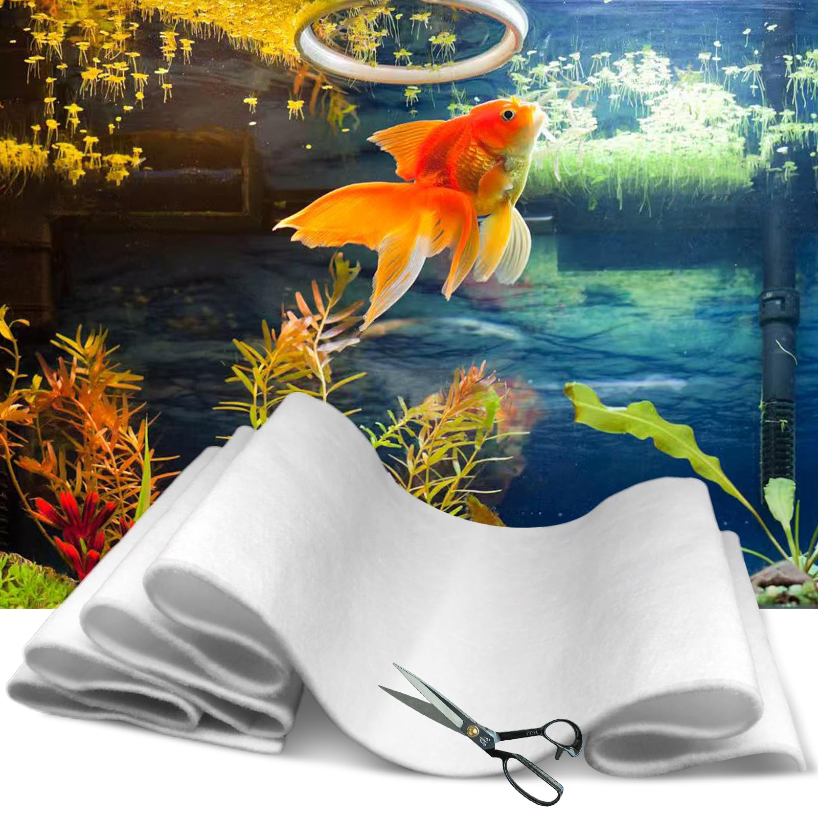 UBeesize Aquarium Filter Media Floss, 24 x 36 Pond Filters for Outdoor Ponds and Fish Tank, High Efficiency Aquarium Filter Mate
