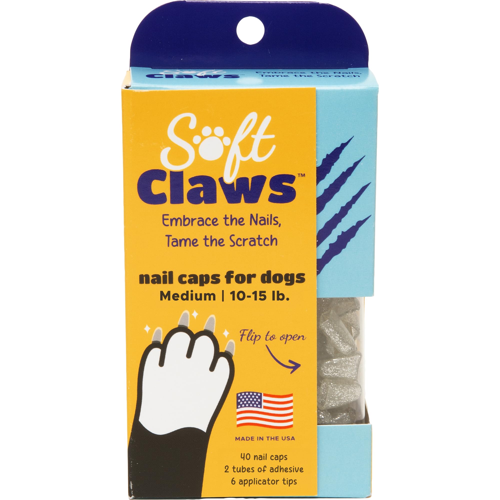 Soft Claws Canine Dog And Cat Nail Caps Take Home Kit, Medium, Sparkle Silver
