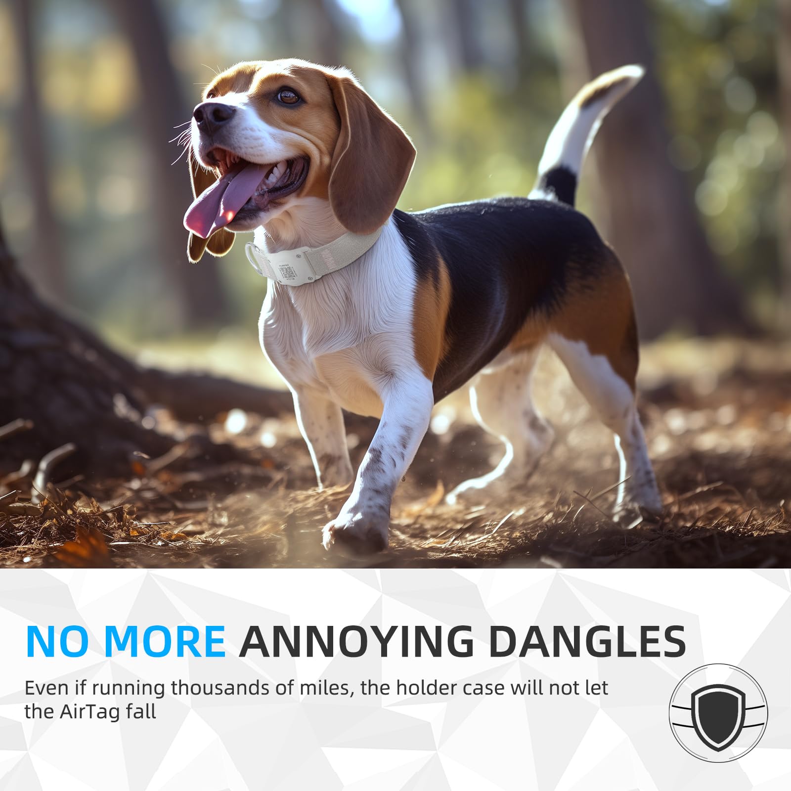 Airtag Dog Collar QR Code - IP68 Waterproof Integrated Air Tag Dog Collar Holder ID Tag - Free Pet Online Profile - Durable Natu