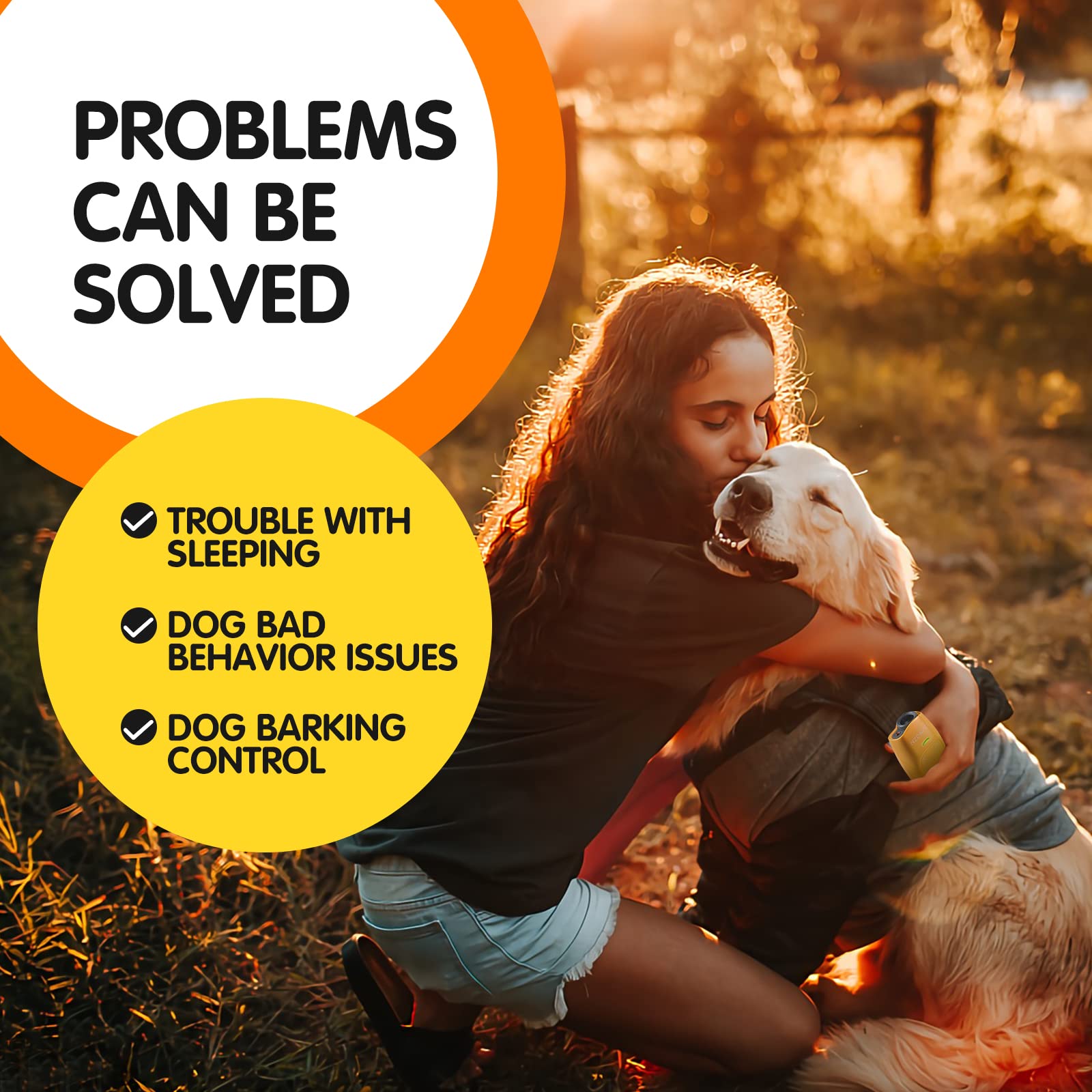 Nzonpet Anti Barking Device, Ultrasonic 3 In 1 Dog Barking Deterrent Devices, 3 Frequency Dog Training And Bark Control 16.4Ft Range Rechargeable With Led Light And Wrist Strap Yellow