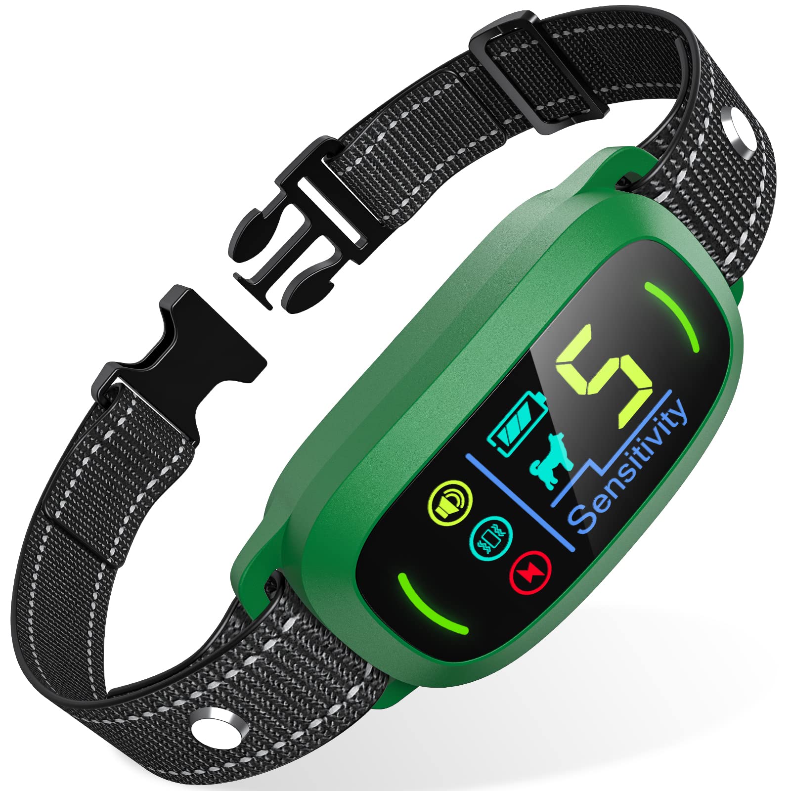 FAFAFROG Bark Collar, Rechargeable Dog Bark Collar with 5 Adjustable Sensitivity and Intensity Beep Vibration Shock, Anti Barkin