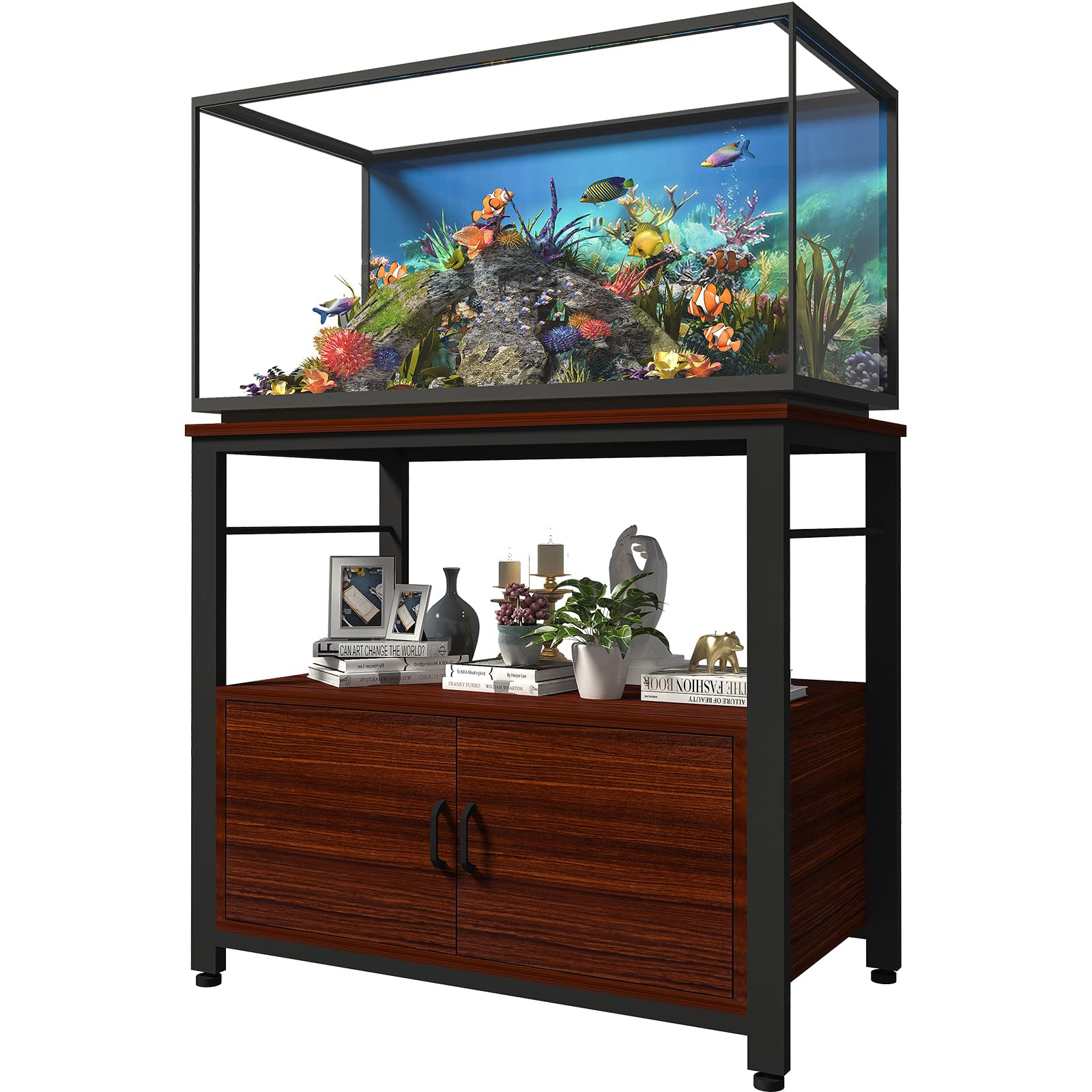Avolander Fish Tank Stand Metal Aquarium Stand with Cabinet Accessories Storage 40-50 Gallon, Double Layer Metal with Storage We
