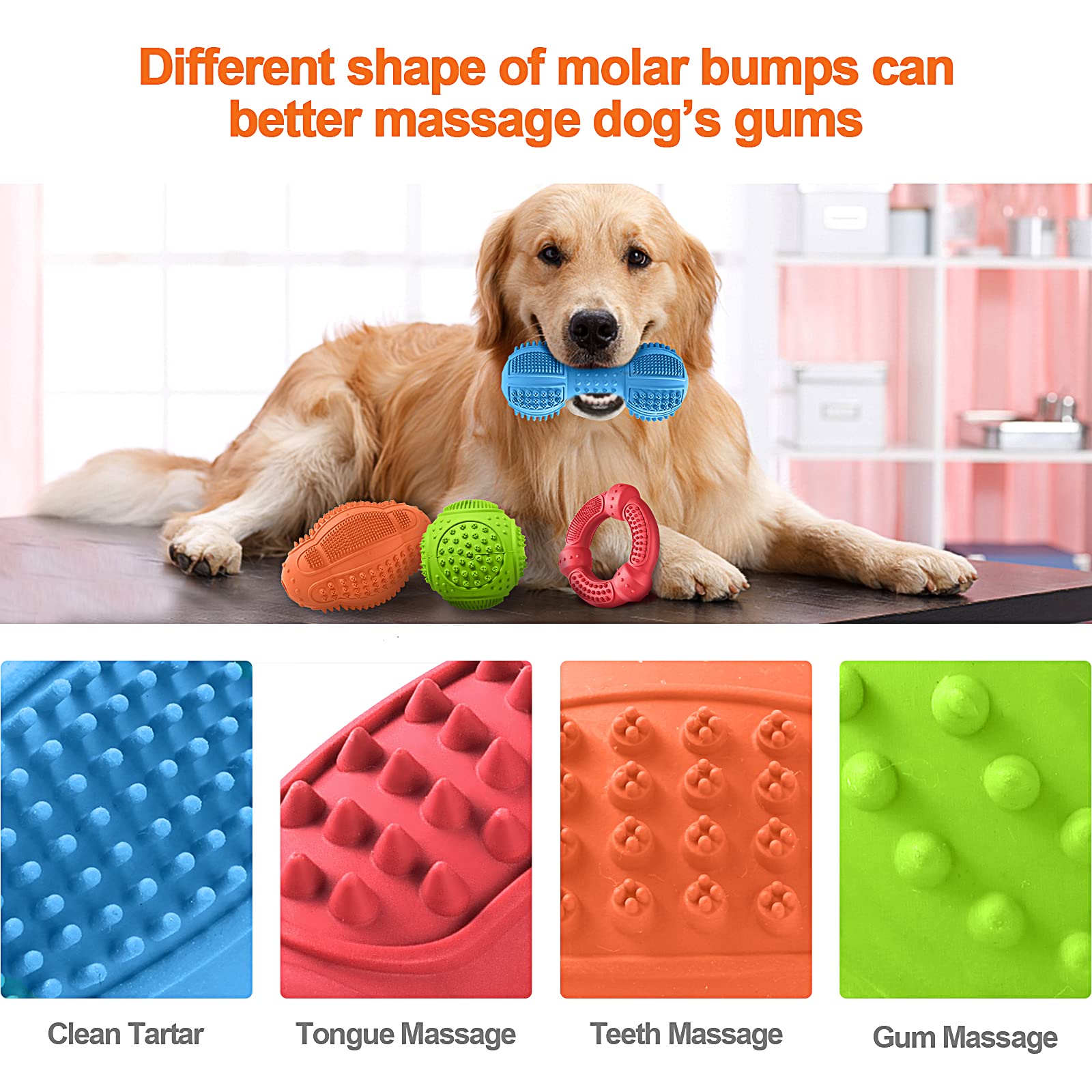 Dog Chew Toys 4 Pack, Dog Toys For Aggressive Chewers Small Medium Large Breed, Multifunctional Teeth Cleaning And Gum Massage,
