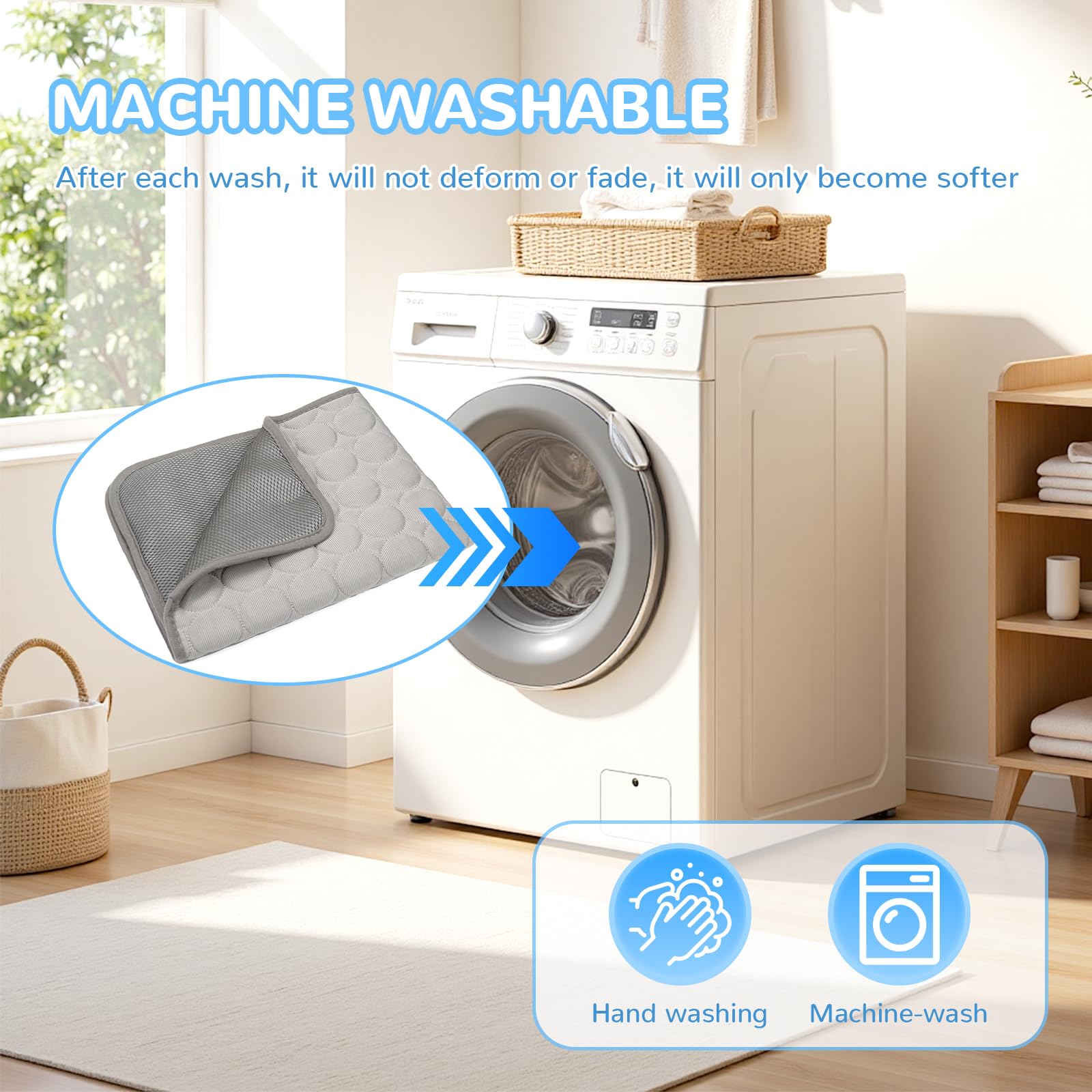 2025 New Dog Cooling Mat, Pet Cooling Mats, Summer Cool Pads Pet Mat Outdoor for Dogs & Cats, Pet Bed Mats Machine Washable(Grey