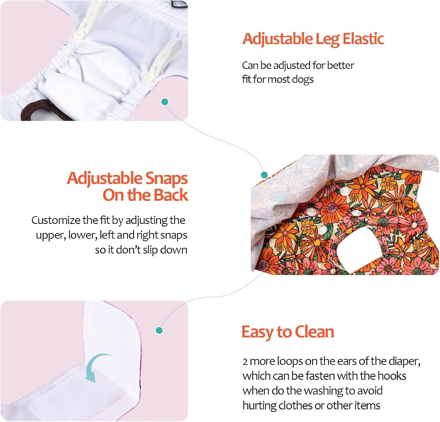 Cutebone Female Dog Diapers With Skirts 3 Pack Reusable Puppy Dresses Pants For Heat Cycle Period Qbd12Xs