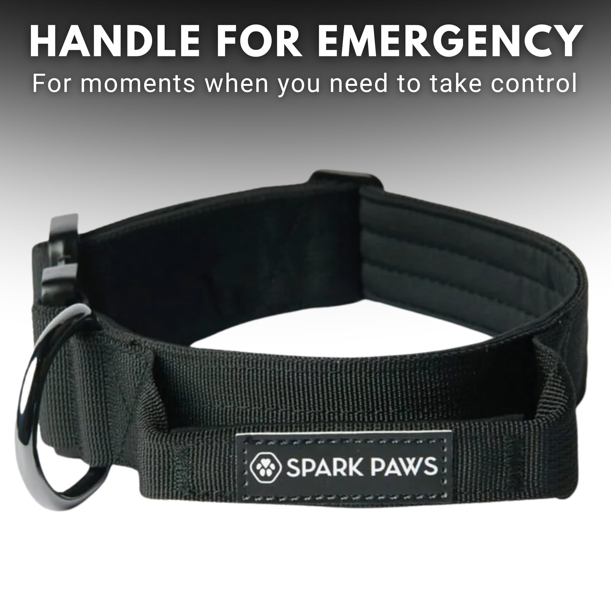 Spark Paws Tactical Dog Collar - Heavy Duty, Premium Quality, Thick And Durable For Large And Medium Dogs - Black - M