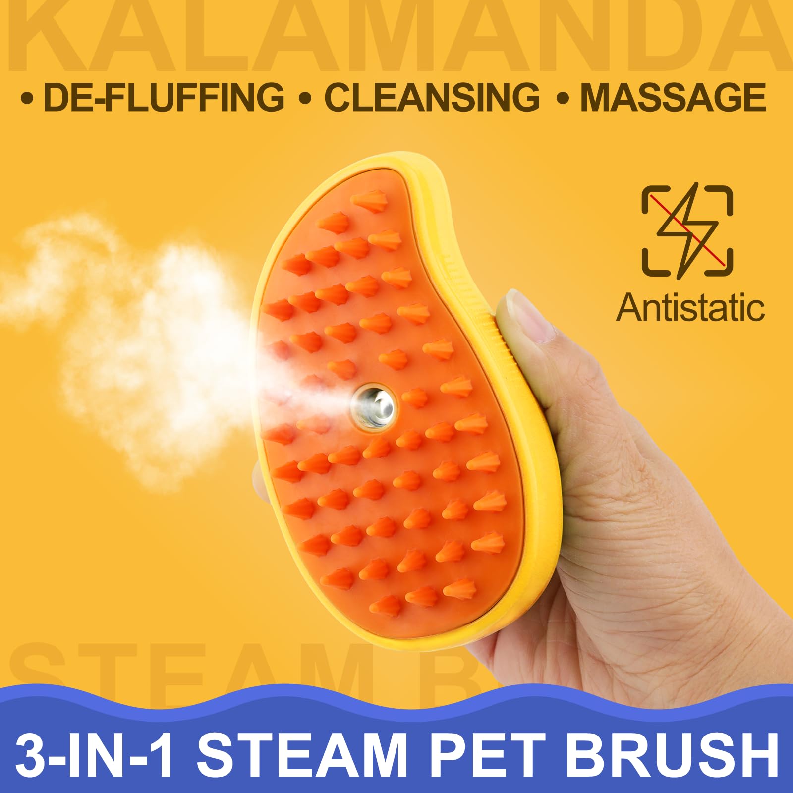 Kalamanda Cat Steam Brush, 3 In 1 Dog Steamy Brush Cleanser, Silicone Massage Grooming Comb, Pet Hair Cleaning Misting Comb For