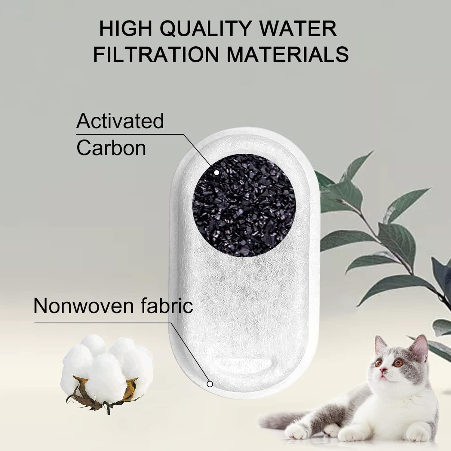 Cat Water Fountain Filters For 108/3.2L& 67Oz/2L Stainless Steel Pet Water Dispenser Fountain Filters,8/12/16 Cat Fountain Filte