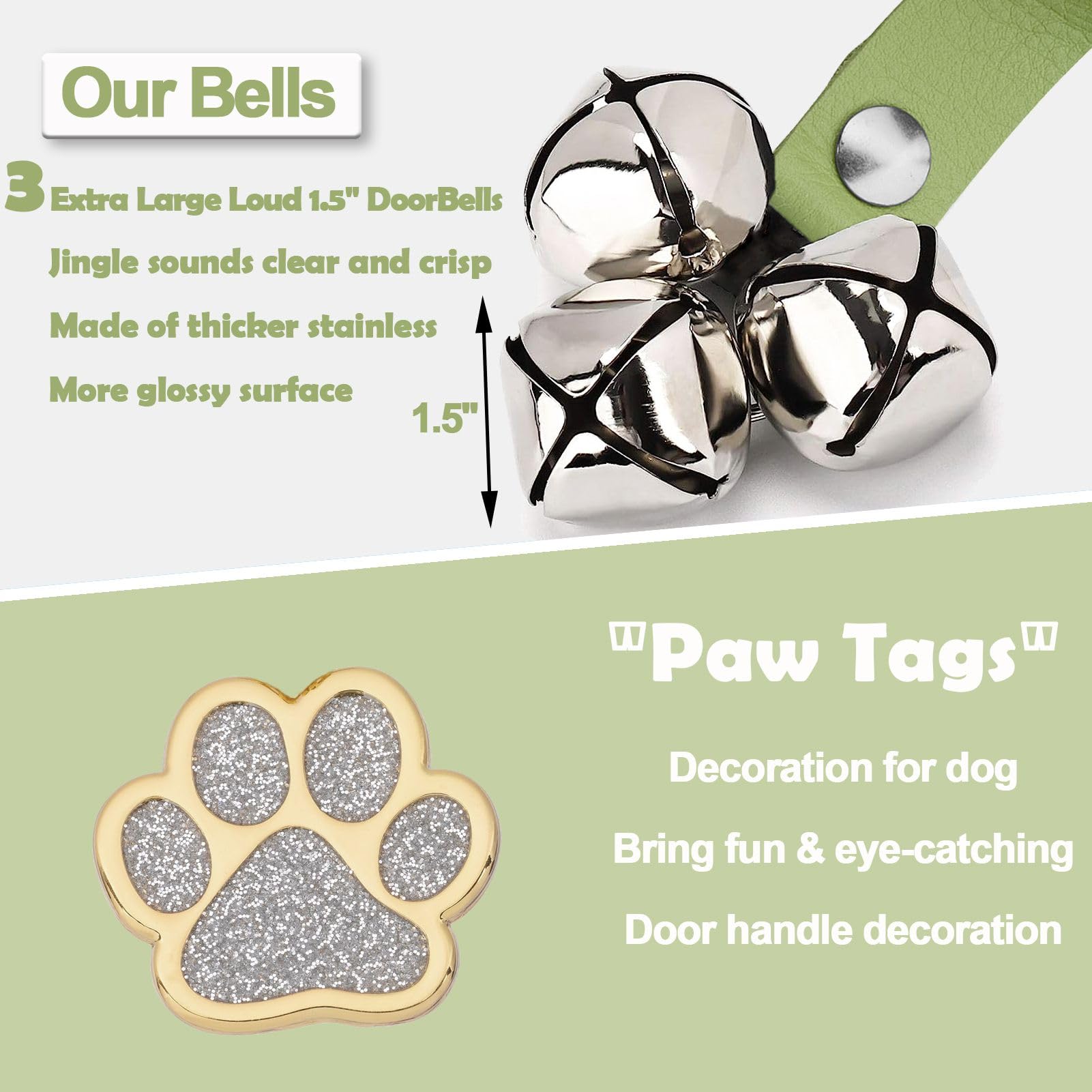 Kexiava Leather Dog Doorbell, Dog Bells To Go Outside Puppy Training Bell For Door Training Bells For Dogs To Ring To Go Potty (