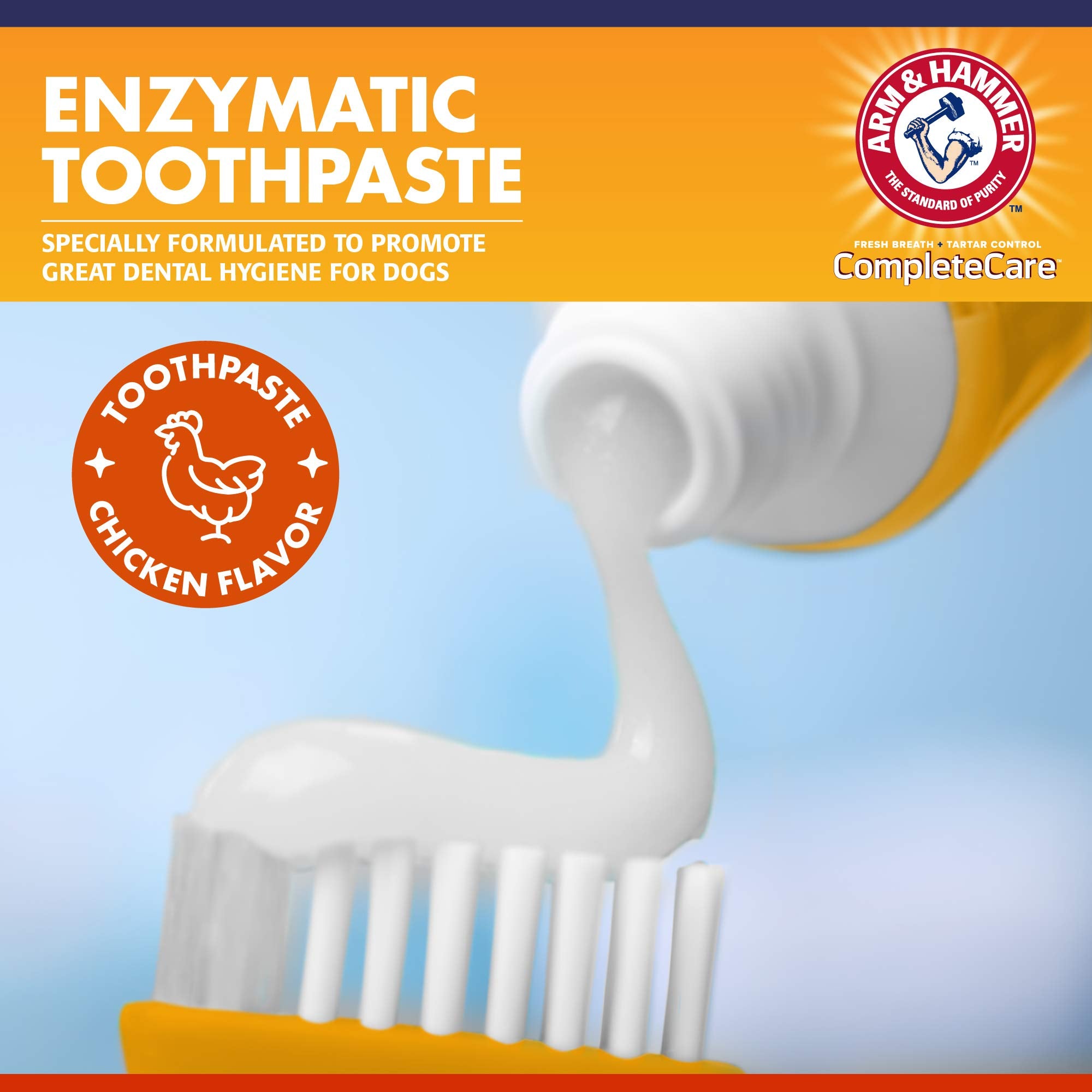 Arm & Hammer Dog Dental Kit - Enzymatic Dog Toothpaste 2.5 oz Chicken Flavor - Dog Toothbrush & Finger Brush - Tartar & Gum Clea