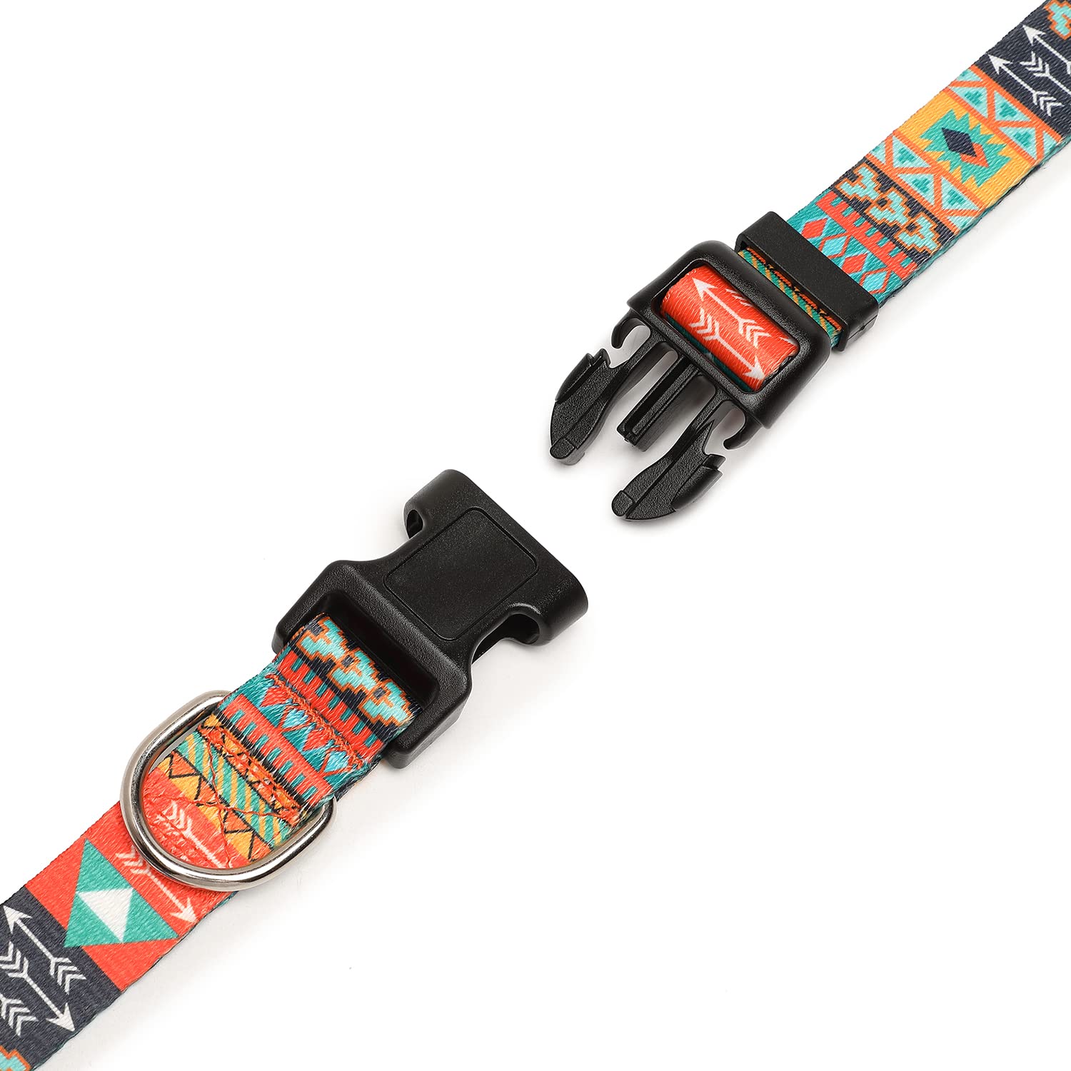 Suredoo Adjustable Dog Collar With Patterns, Ultra Comfy Soft Nylon Breathable Pet Collar For Small Medium Large Dogs (M, Tribal)
