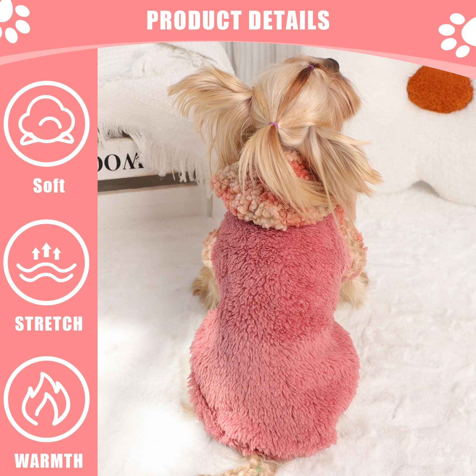 Plaid Dog Hoodie Dog Sweaters For Small Dogs Male Winter Warm Extra Small Puppy Sweater For Chihuahua Teacup Yorkie Soft Fleece