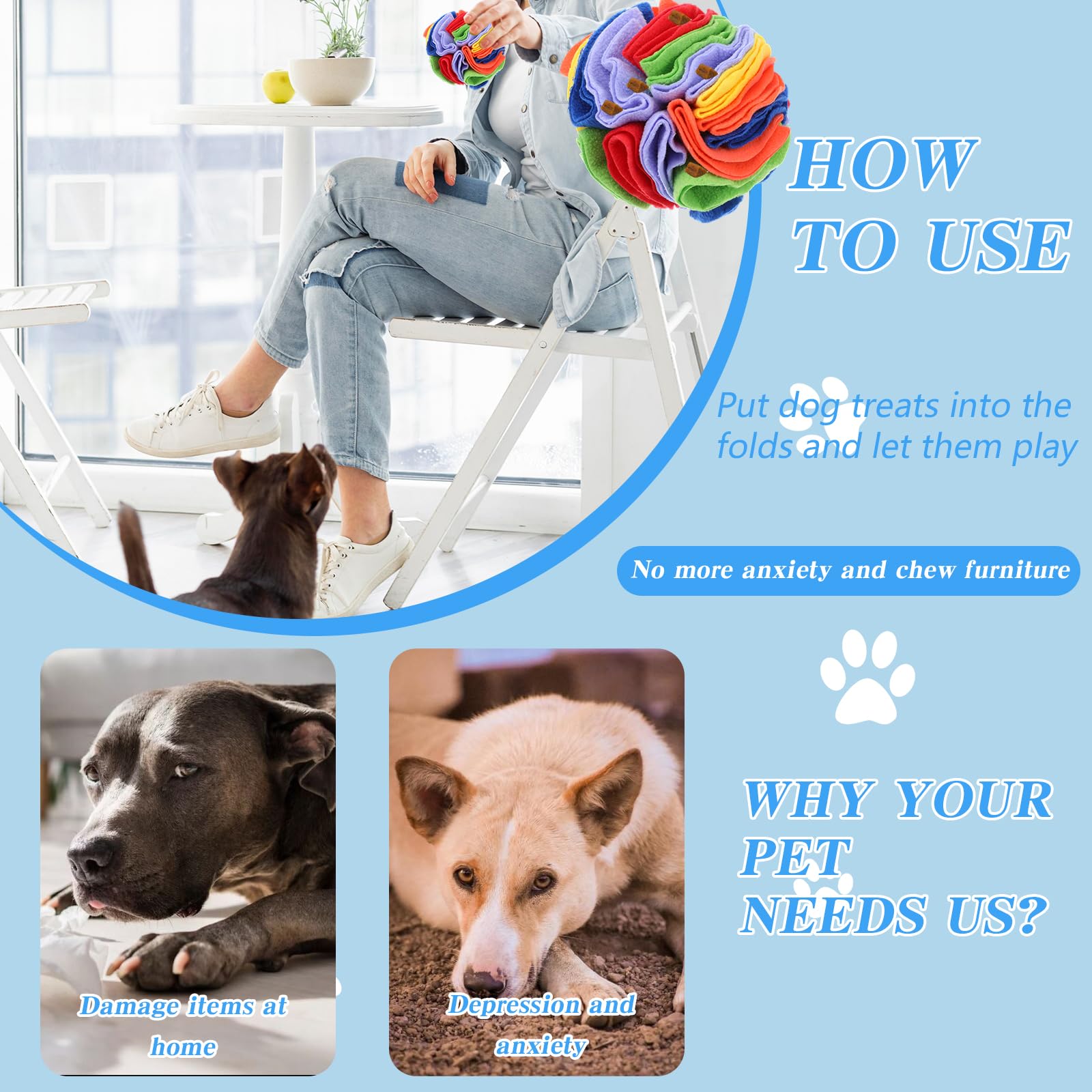 AojSup 2 Packs Snuffle Ball for Dogs - Sniffle Interactive Treat Ball, Stress Relief, Slow Feeder, Puzzle Toy for Small Medium D