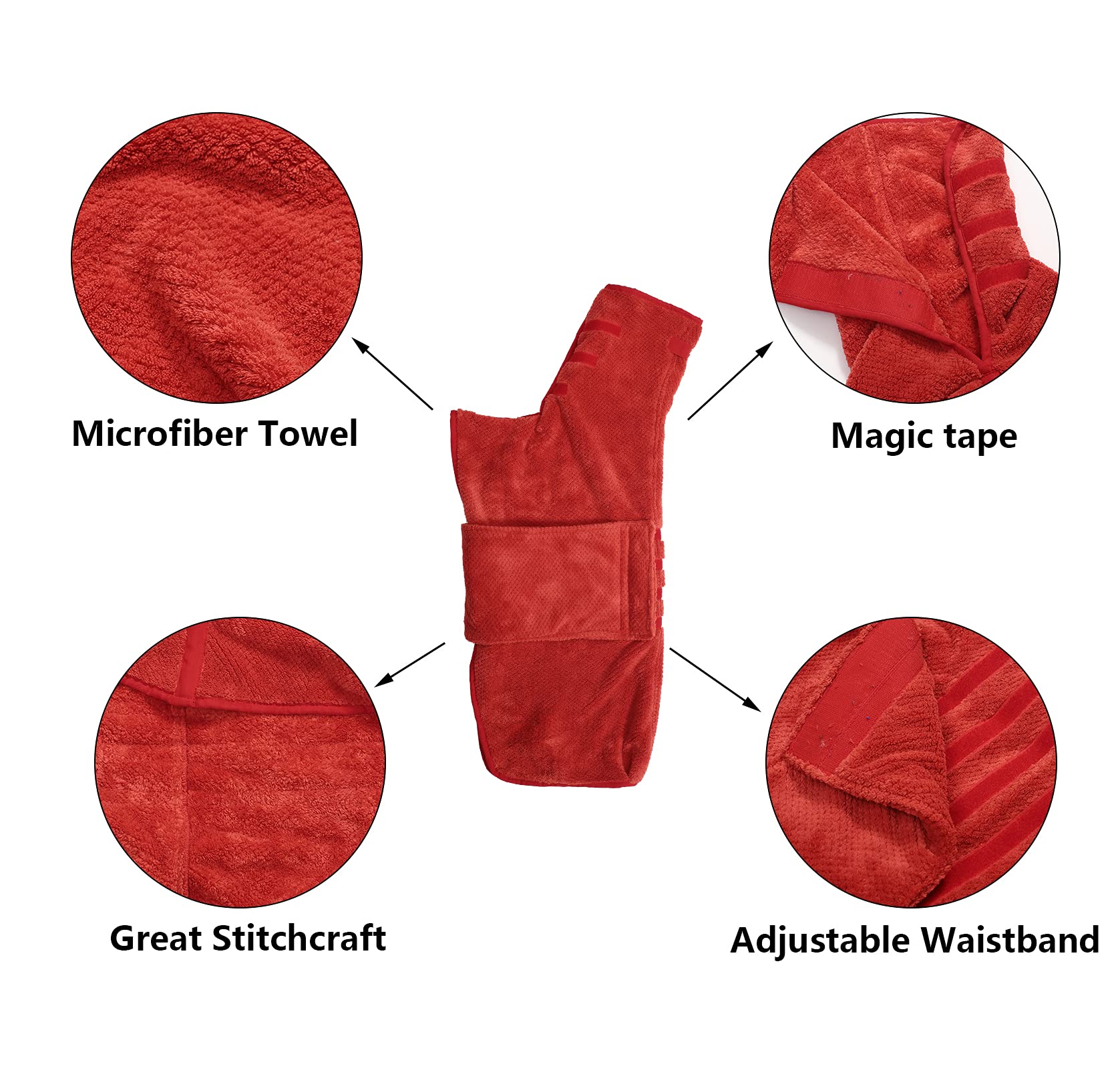 Geyecete Dog Bathrobe Towel Dog Drying Coat-Dry Fast Dog Bag-Pineapple Grid Fast Drying Super Absorbent Pet Dog Cat Bath Robe Towel-Red-Xxl