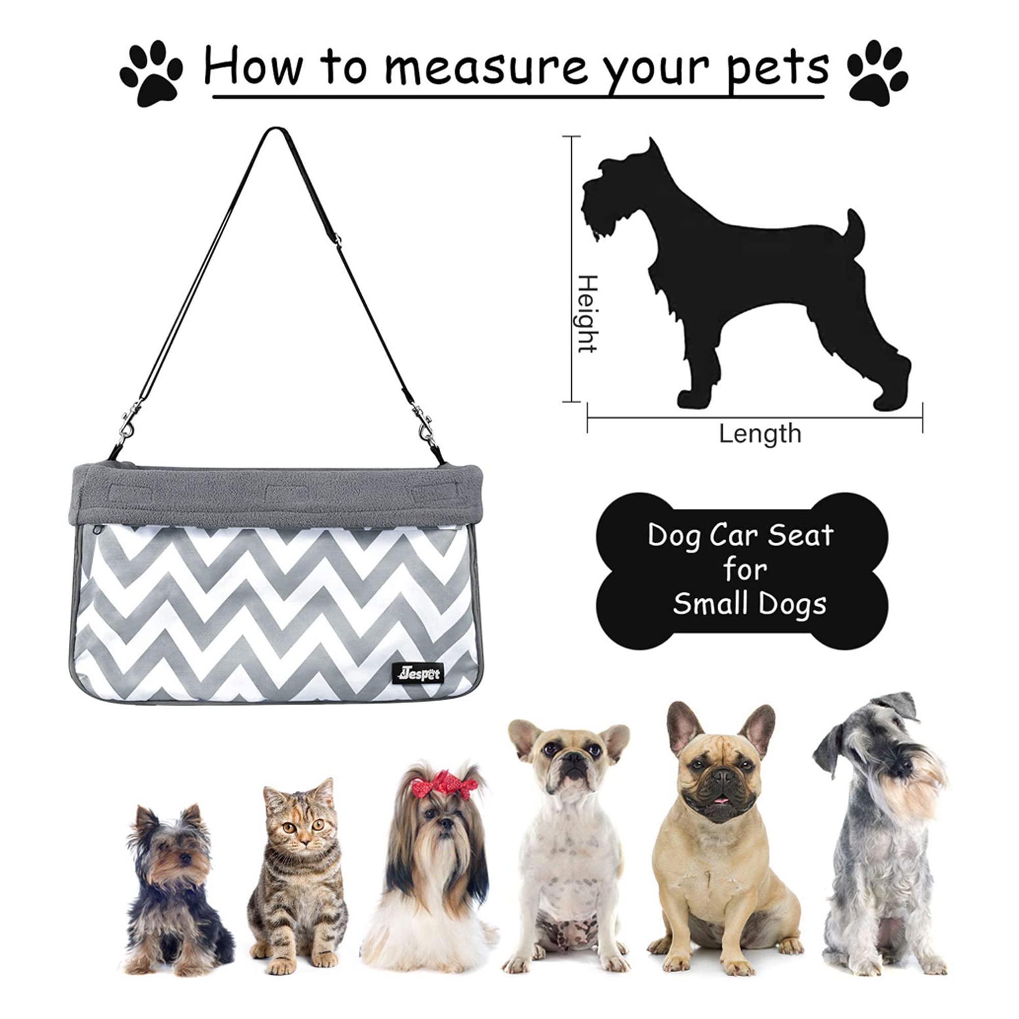 JESPET & GOOPAWS Dog Booster Seats for Cars, Portable Dog Car Seat Travel Carrier with Seat Belt for 24lbs Pets