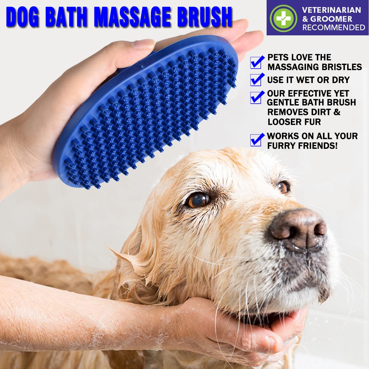 Kwispel Dog Bath Brush, 2 Pcs Dog Grooming Brush Rubber Dog Wash Brush Dog Shampoo Shower Shedding Bathing Brush For Short Long Haired Dogs And Cats