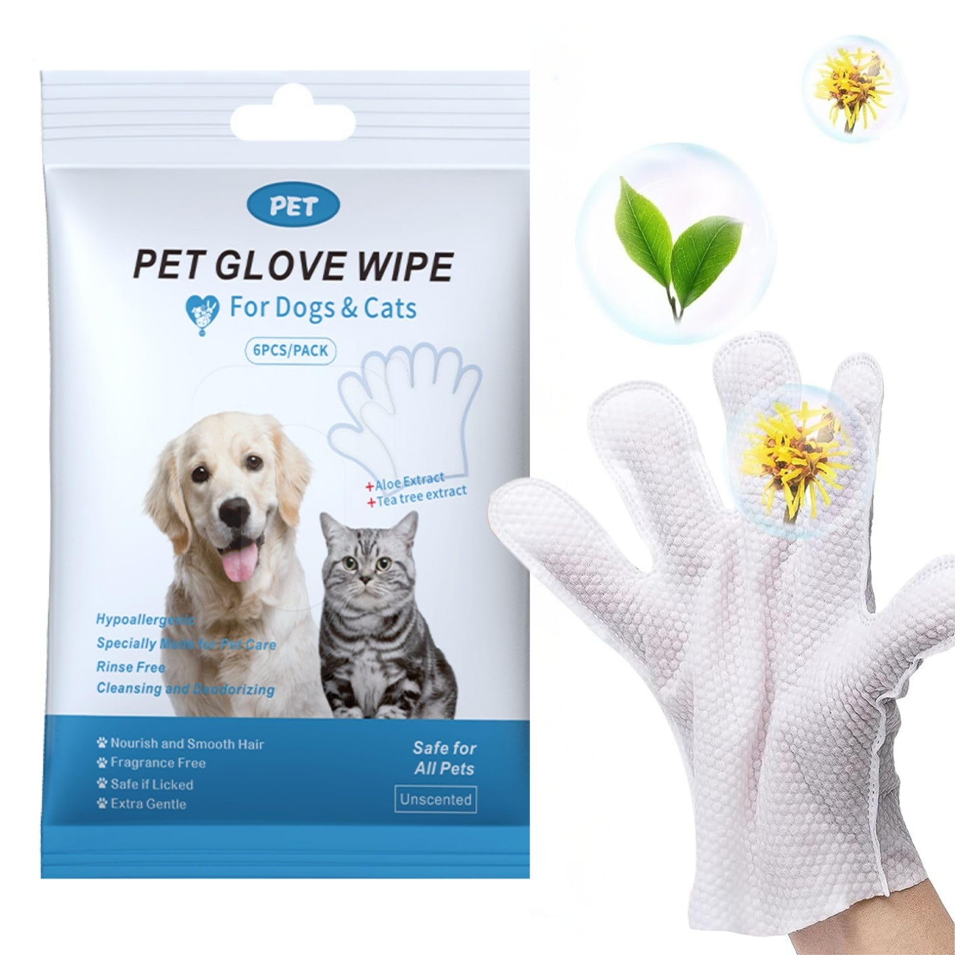 Cinokai-Pet Cleaning Wipes - Cat Cleaning Wipes & Dog Grooming Gloves -Pet Glove Wipes For Dogs And Cats - Deodorizing Grooming 