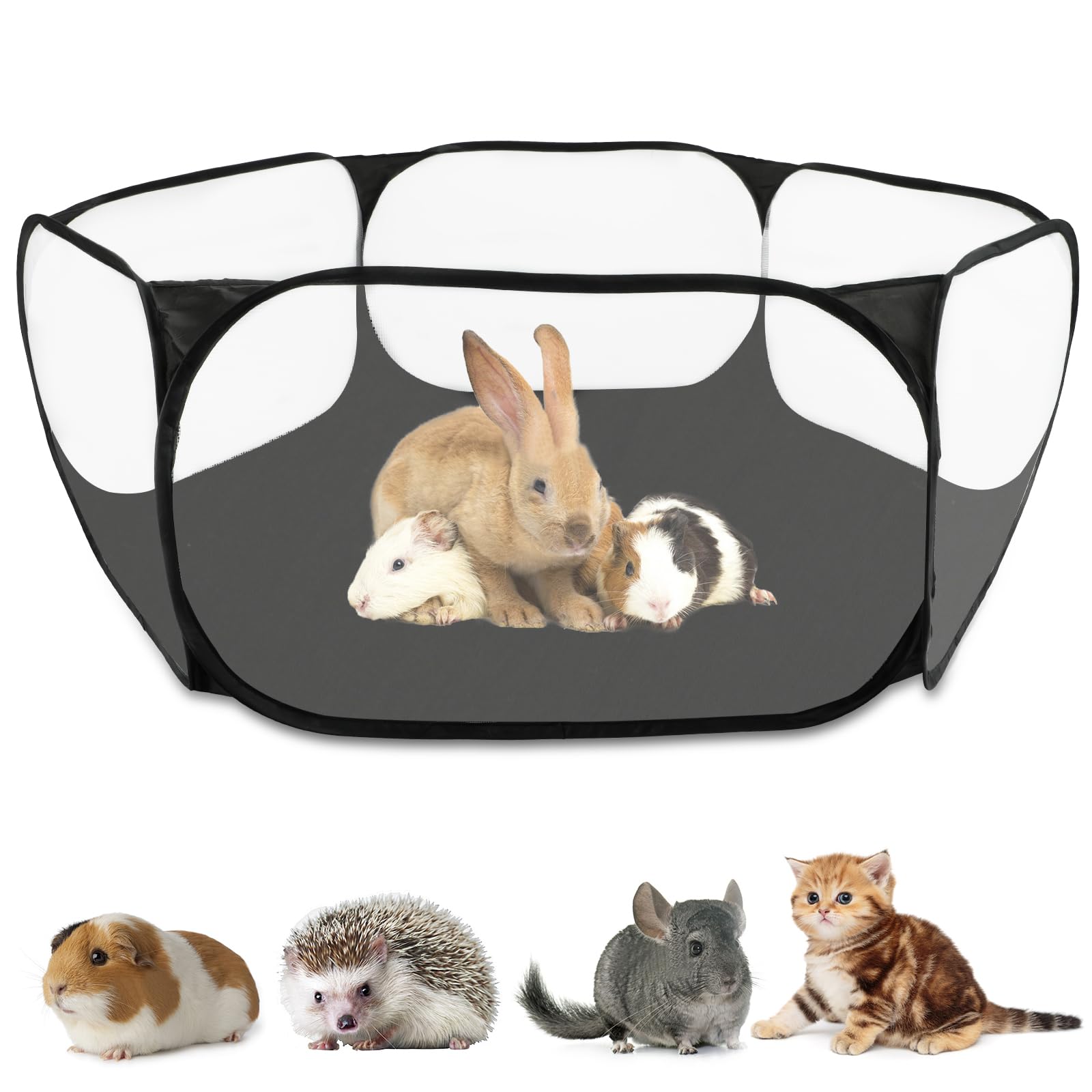 Rypet Guinea Pig Playpen - Breathable & Transparent Pet Playpen Pop Open Outdoor/Indoor Exercise Fence, Portable Yard Fence For 
