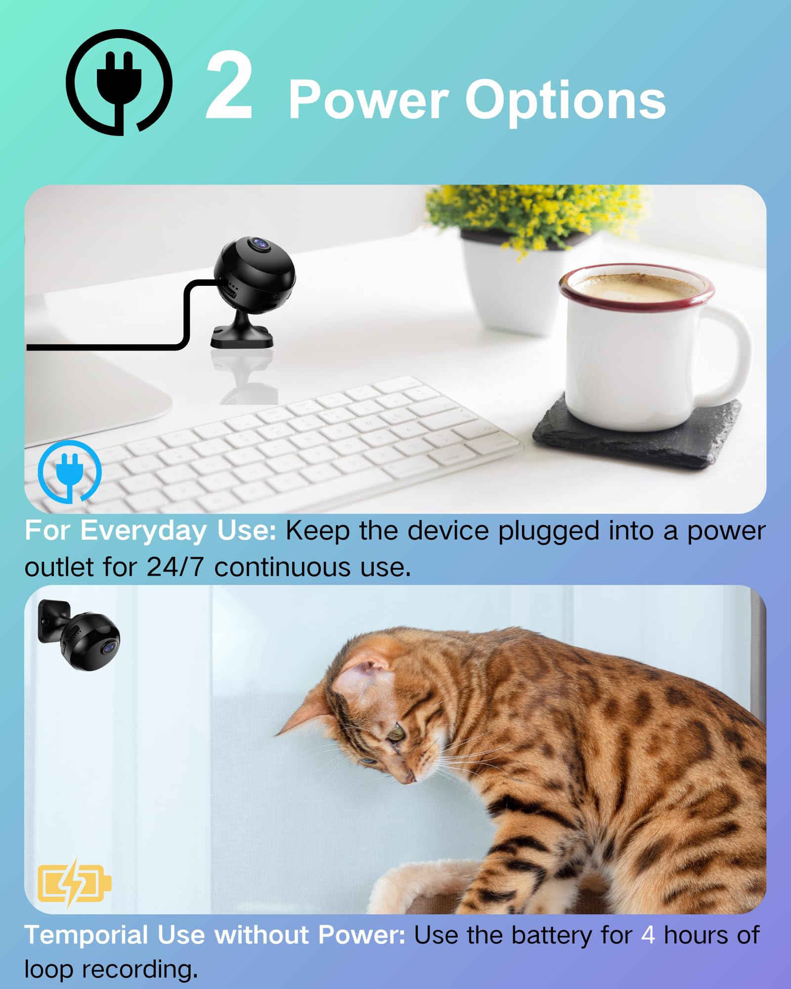 Luminicam Wireless Mini Camera 1080P Wi-Fi Hidden Camera For Indoor Security Pet Monitoring, Motion Detection Night Vision Pet C