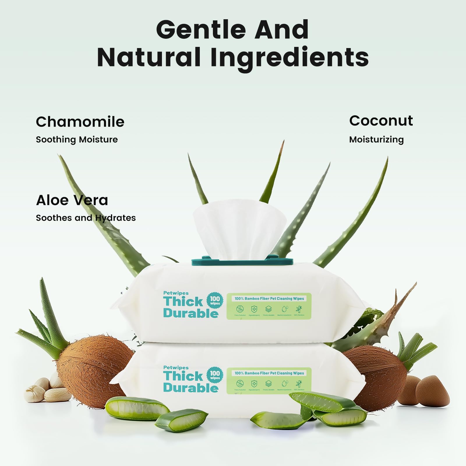 Gardner Pet Bamboo Dog Wipes For Paws And Butt, Dog Wipes Cleaning Deodorizing, Soothing Pets Wipes With Coconut Oil, Extra Thic