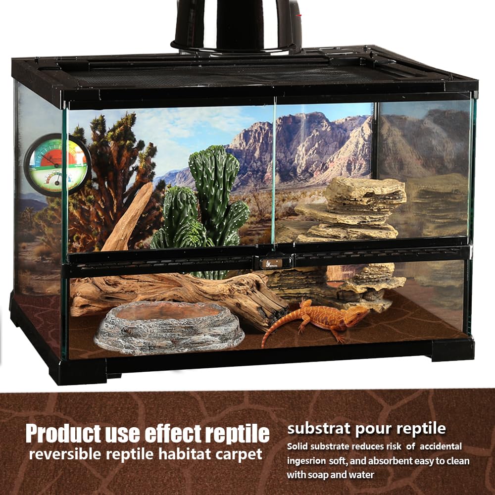Rep Buddy 2 Pack Reptile Carpet Desert Reptile Mat & Reversible Substrate, Terrarium Liner Bedding, For Lizard,Chameleon,Gecko,S