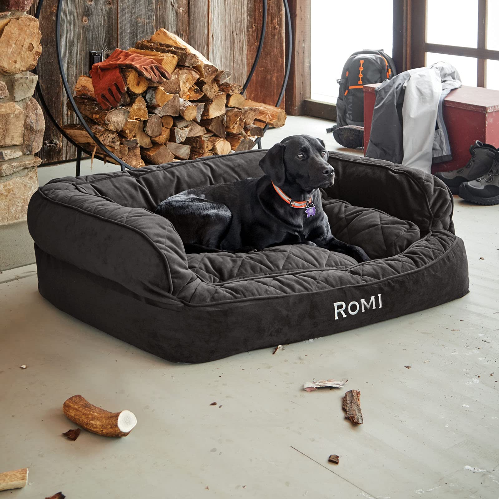 Orvis Comfortfill-Eco Couch Dog Bed, Slate - Large