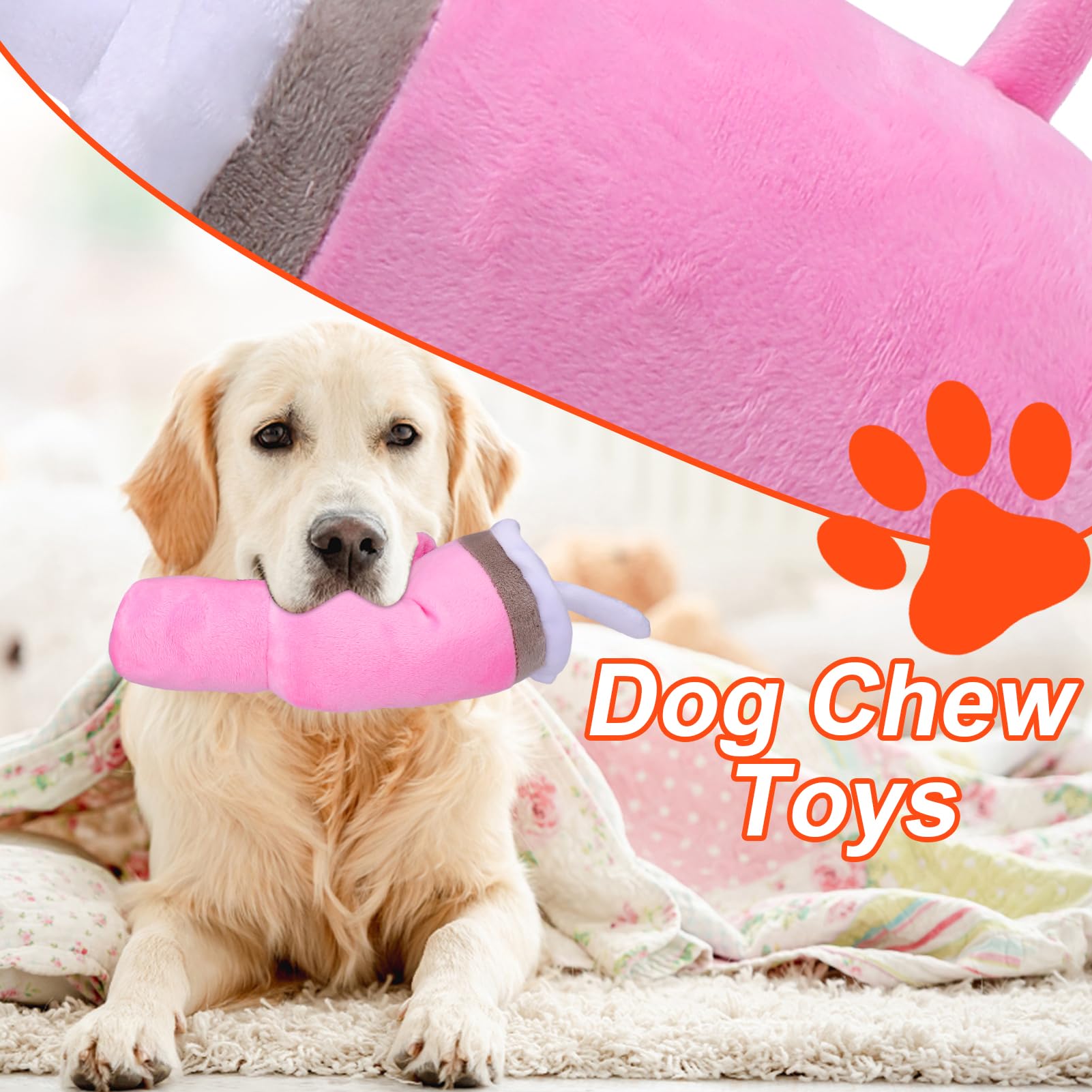 BABORUI Cute Squeaky Dog Toys Cup, Dog Birthday Toy for Aggressive Chewers, Safety Design Dog Toys for Small/Medium/Large Dog Ex