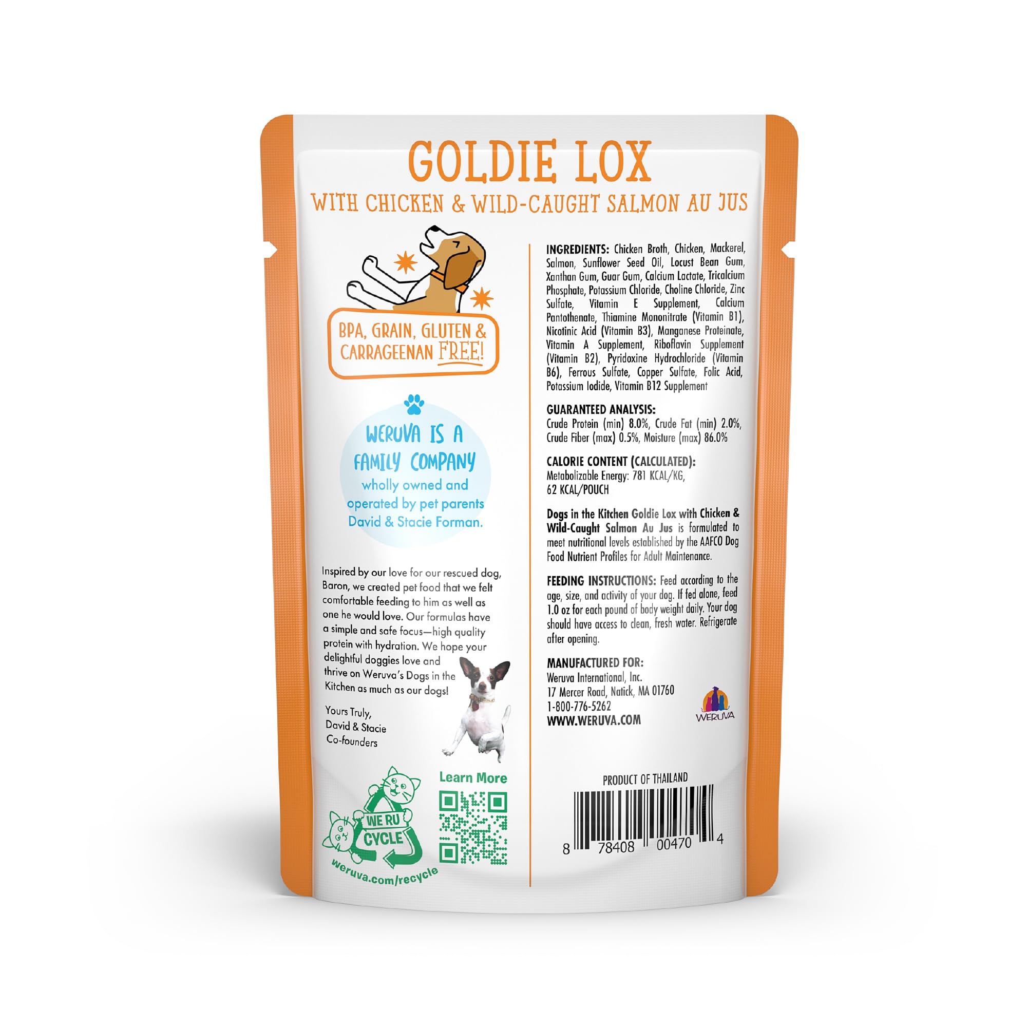 Weruva Dogs in The Kitchen, Goldie Lox with Chicken & Wild-Caught Salmon Wet Dog Food, 2.8oz Pouch (Pack of 12)