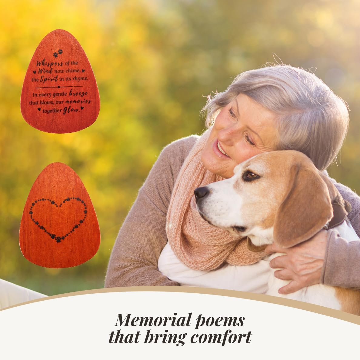 Tierecare Pet Memorial Wind Chimes For Loss Of Dog & Cat Passed Away Remembrance Gift With Sympathy Card For Grieving Pet Owners