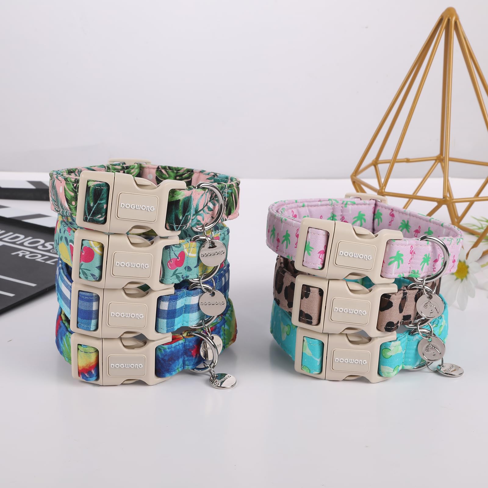 Dogwong Cotton Dog Collar, Leopard Print, Soft & Comfortable, Durable Plastic Buckle, X-Small, Perfect For Small, Medium, Large