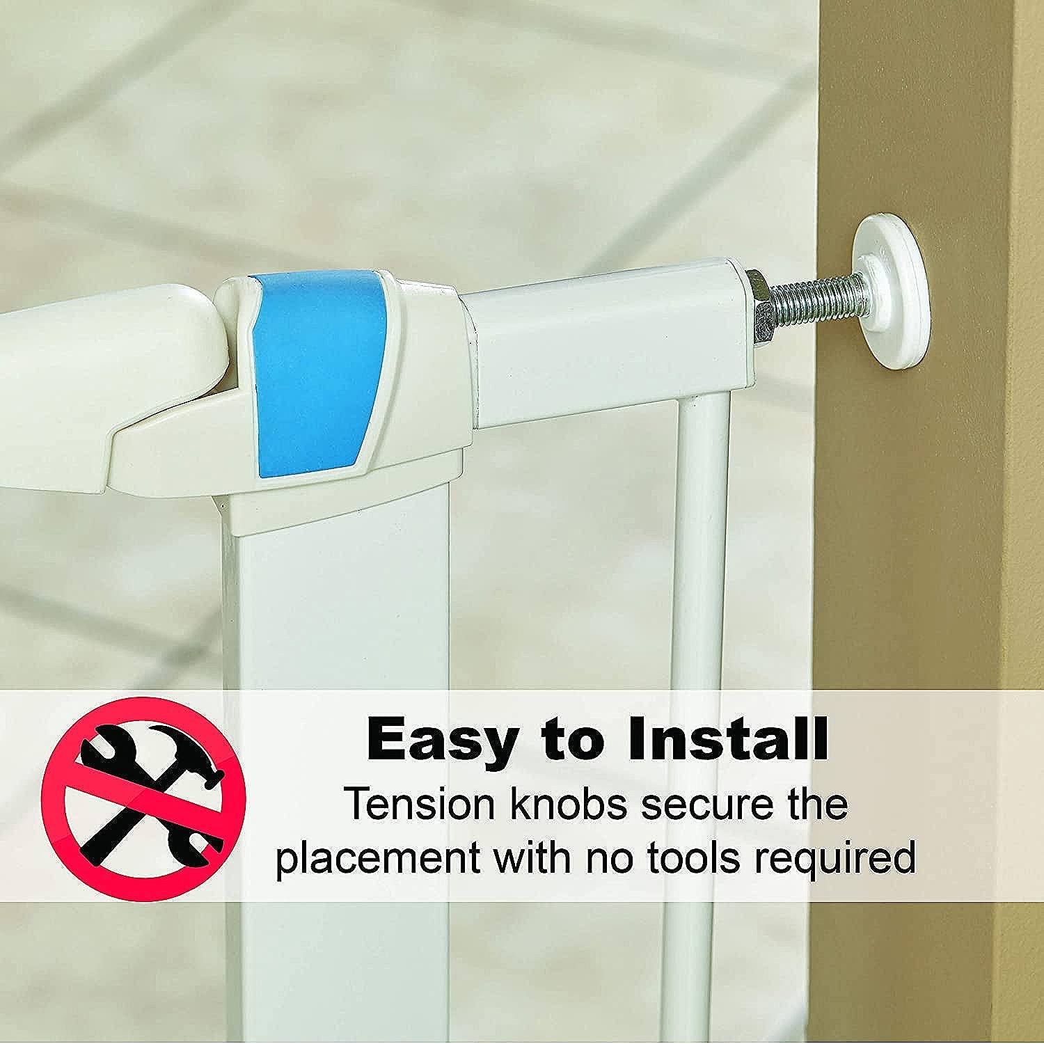 Midwest Homes For Pets Walk-Thru Steel Pet Gate W/ 'Safety Glow' Frame; 29' & 39' Tall Pet Gates In Soft White & Textured Graphite (2929Sw-Gl)