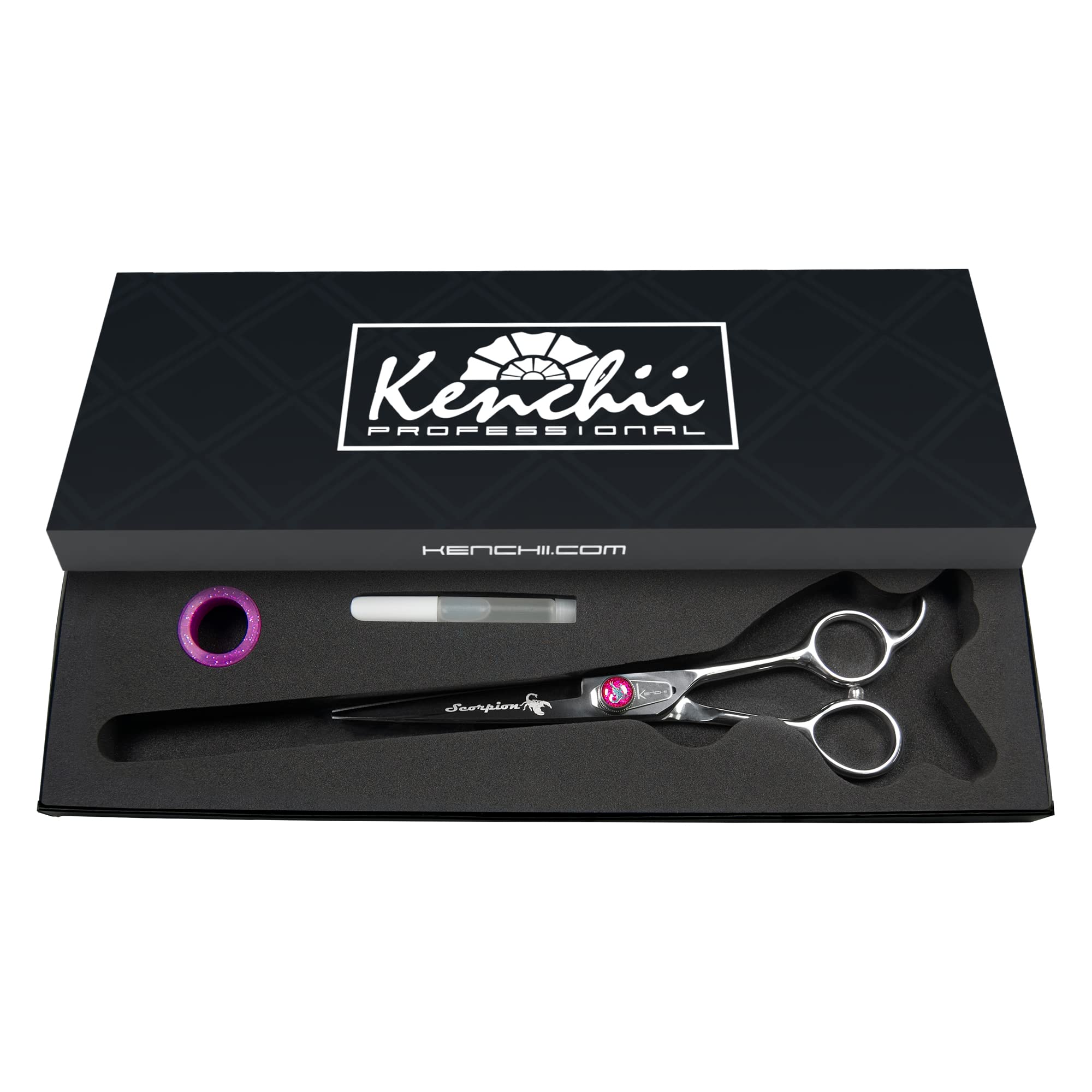Kenchii Scorpion 7 Inch, Curved Grooming Scissors For Dogs And Pets - Premium Steel Scissors For Dog Grooming - Dog Shears Pet G