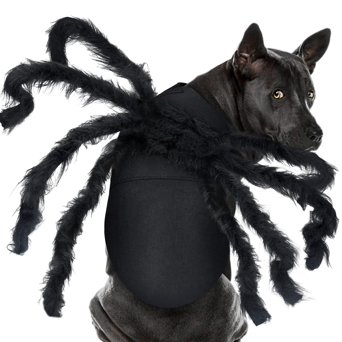 Malier Halloween Dogs Cats Costume Furry Giant Simulation Spider Pets Outfits Cosplay Dress Up Costume Halloween Pets Accessories Decoration For Dogs Puppy Cats (Large) Black