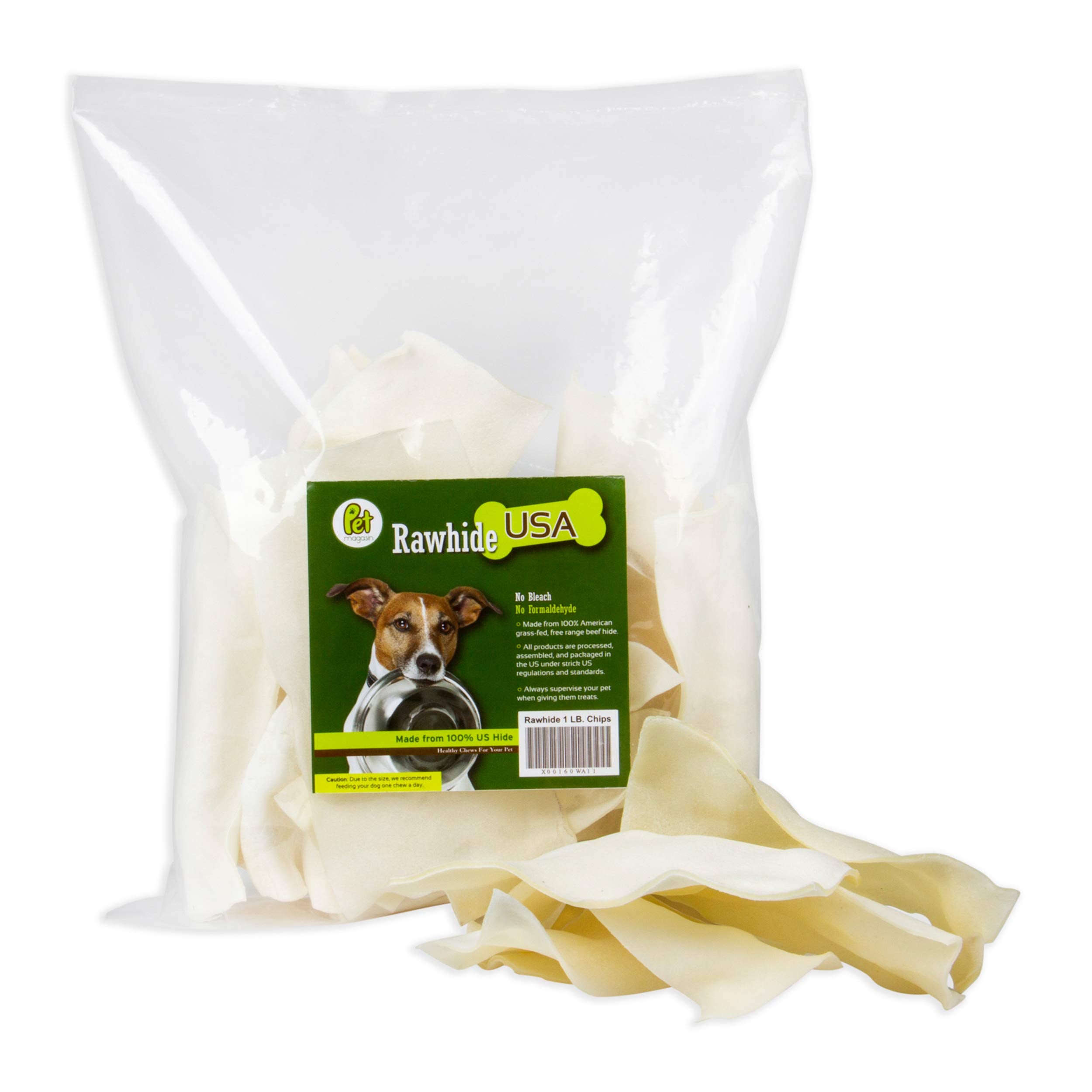 Pet Magasin Natural Rawhide Chips - Premium Long-Lasting Dog Treats with Thick Cut Beef Hides, Processed Without Additives Or Ch