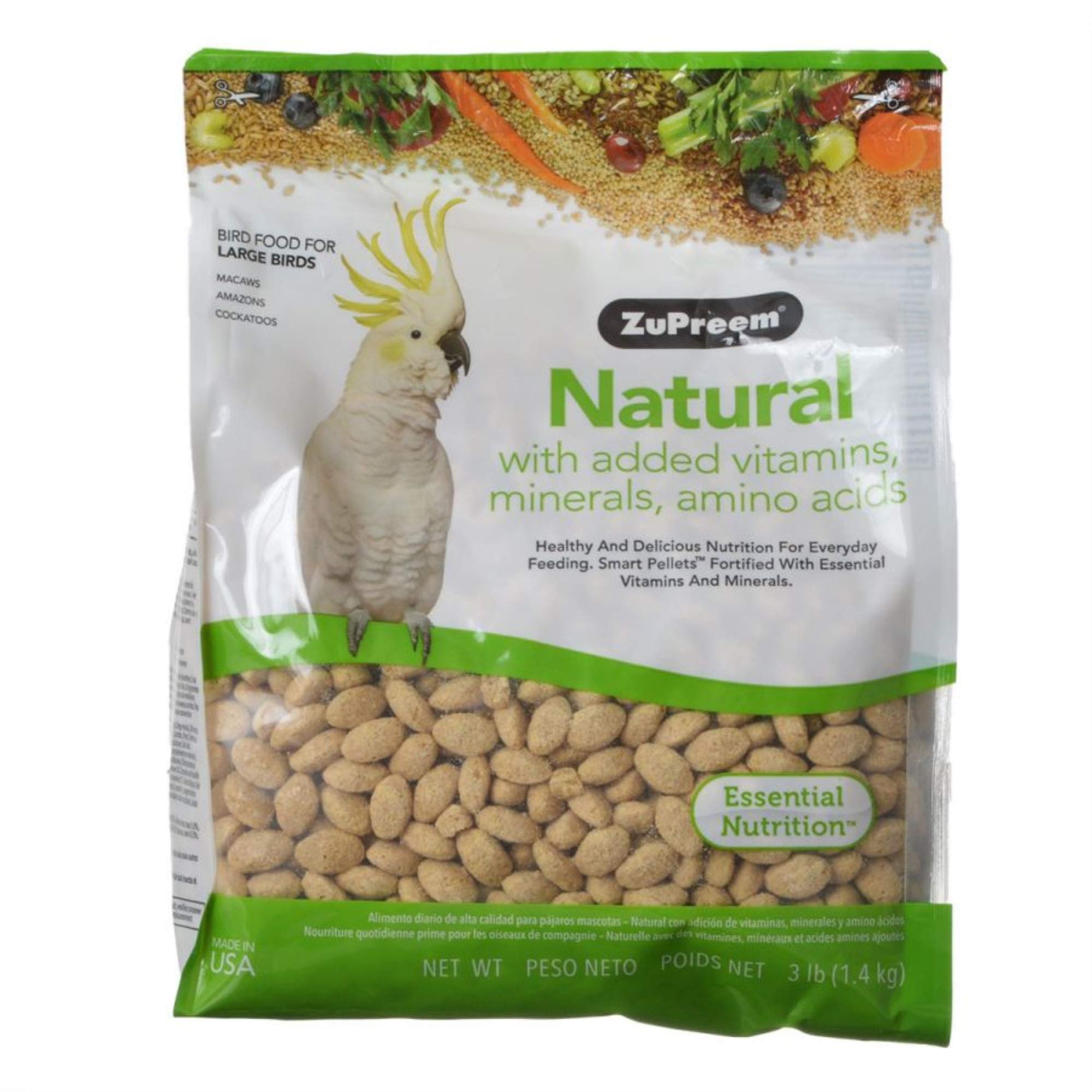 Zupreem 230358 Natural Large Bird Food, 20-Pound,Whites & Tans
