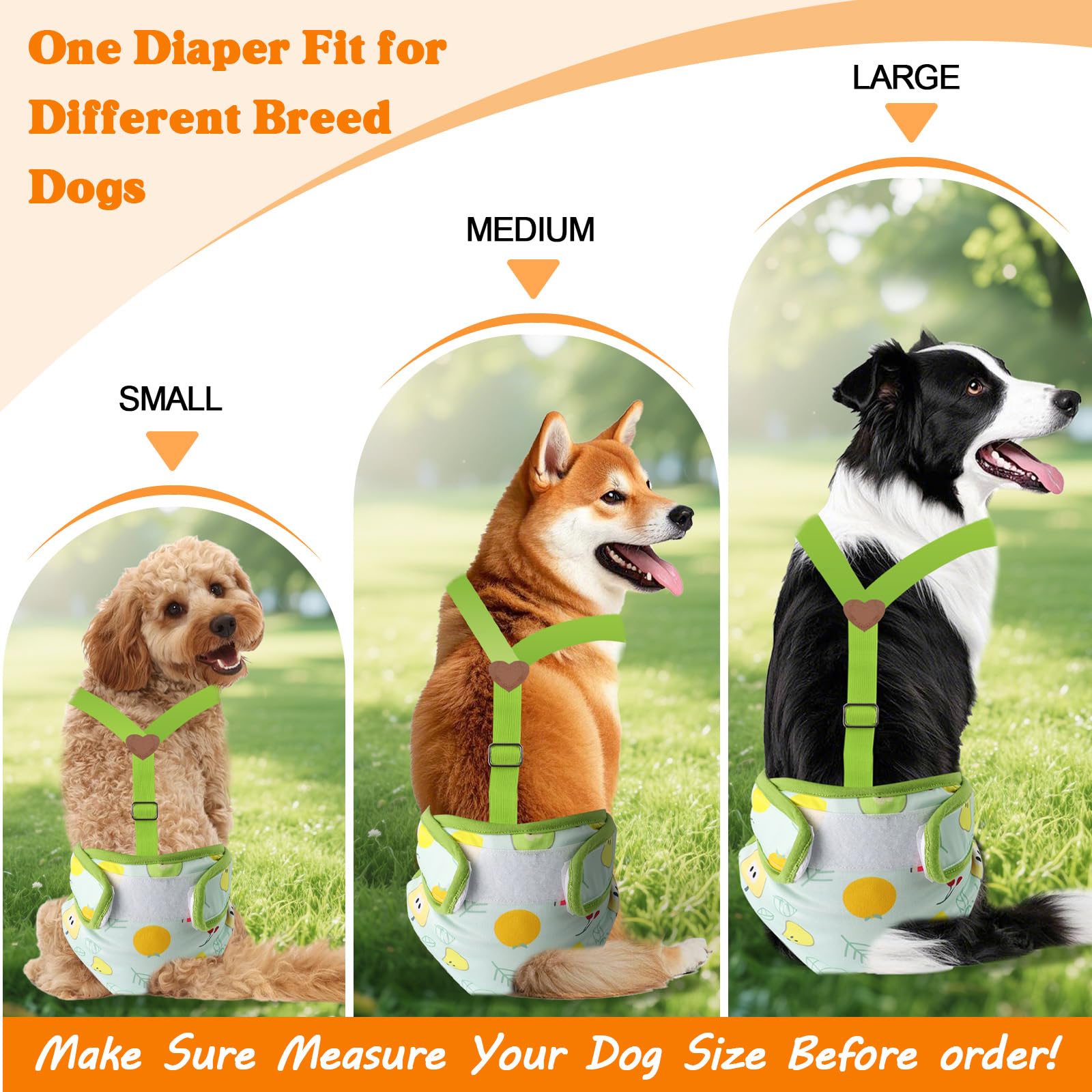 3 Pack Washable Female Dog Diaper With Suspender,Reusable Fixed Doggie Diapers Super Absorbent Leakproof For Dog In Heat Cycle-X