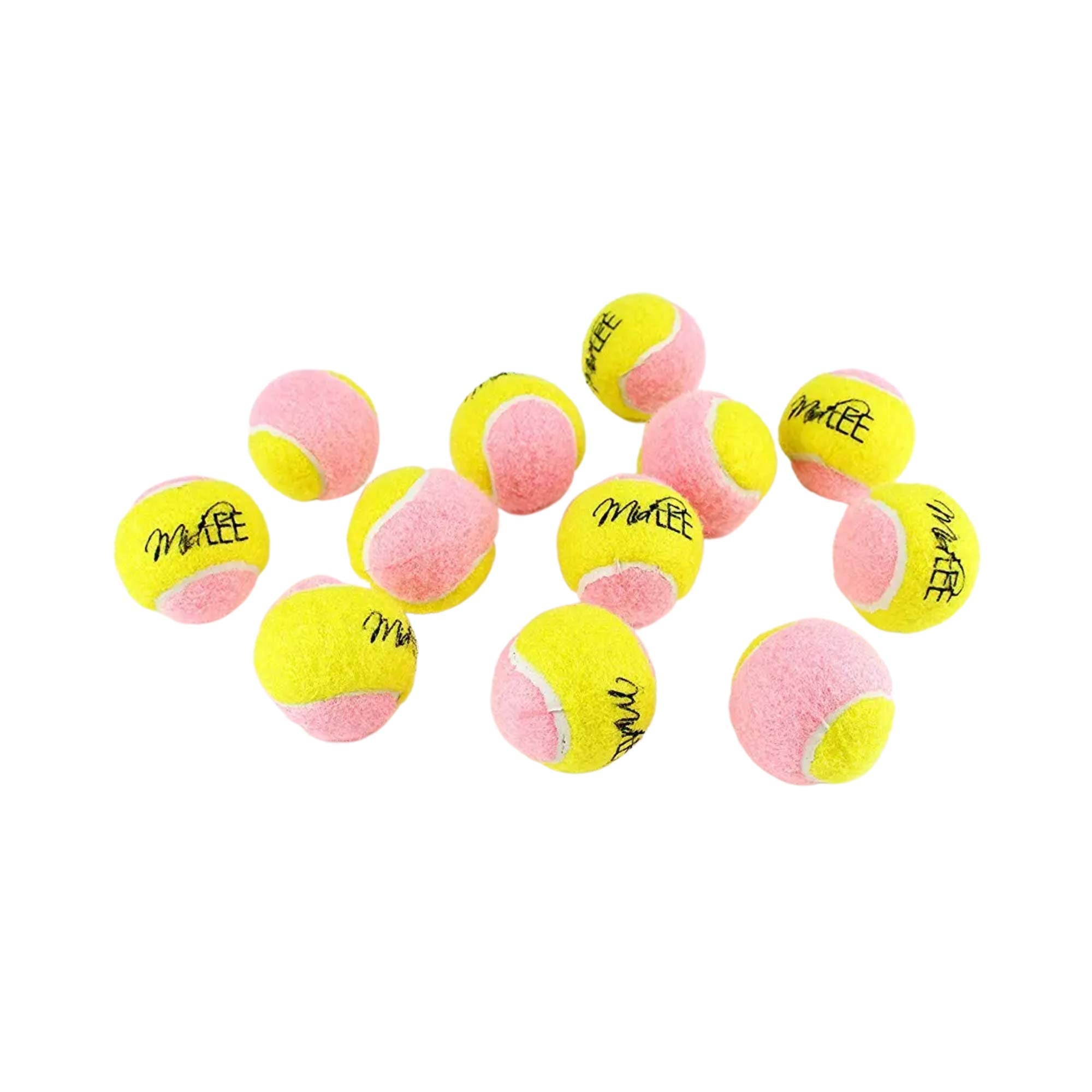 Midlee X-Small Dog Tennis Balls 1.5' Pack Of 12- Puppy Mini Fetch Pet Little Tennis Balls -Yellow/Pink