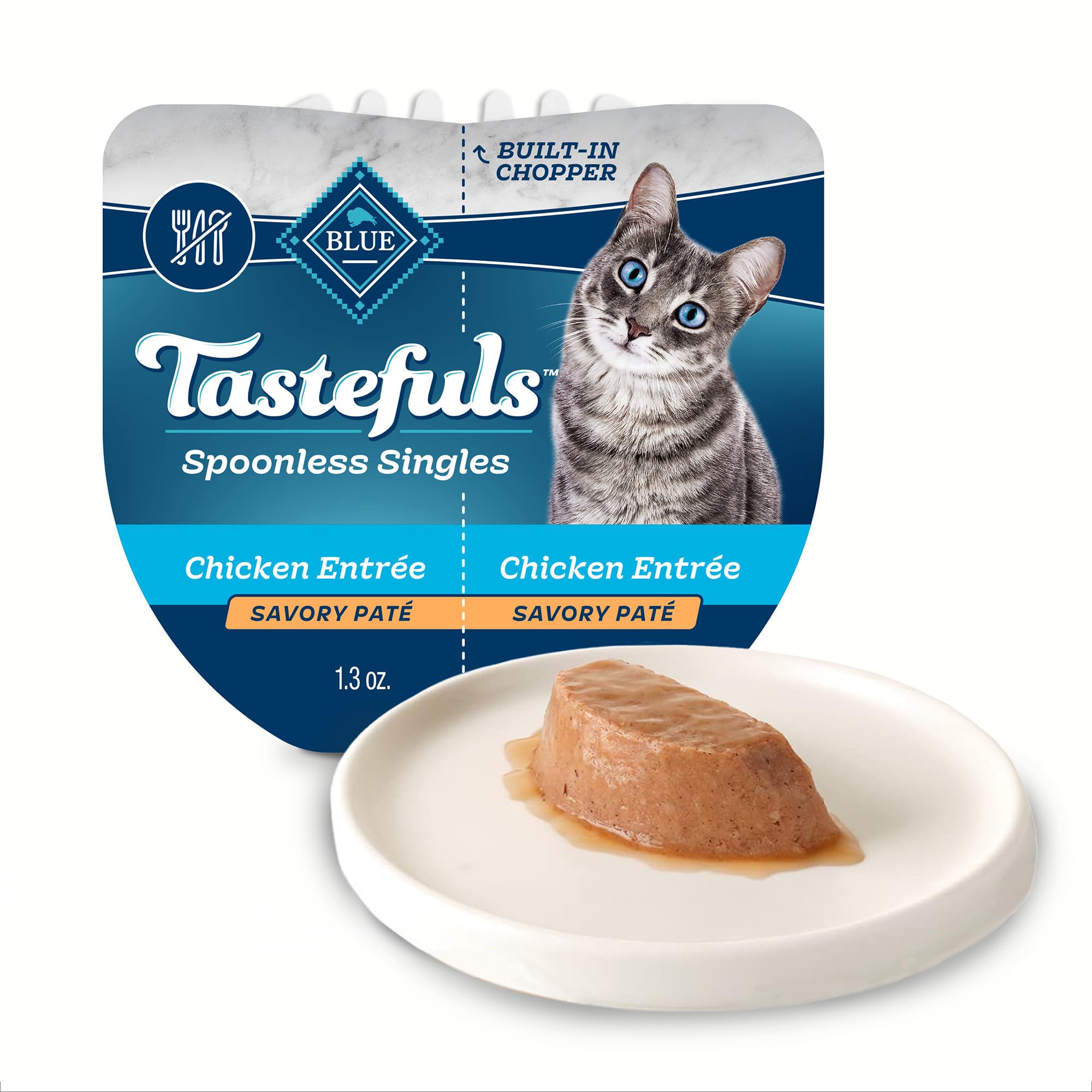 Blue Buffalo Tastefuls Spoonless Singles Natural Wet Cat Food Pat  , Perfectly Portioned Cups, 2.6-oz. Twin-Pack Trays, Chicken 
