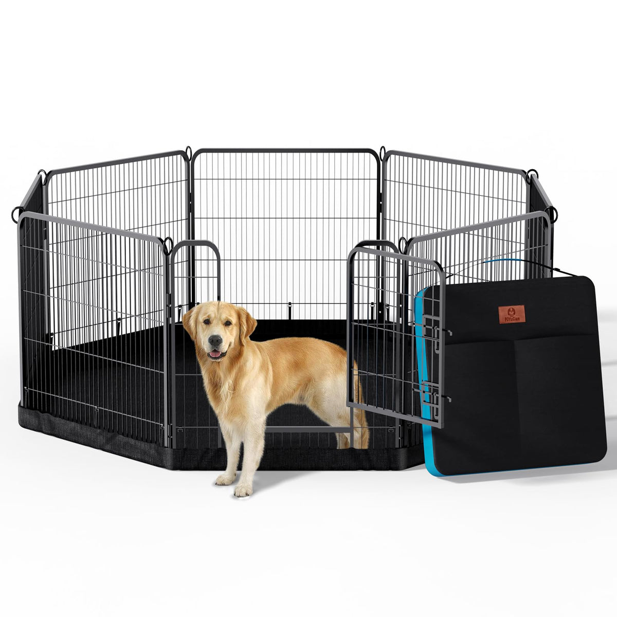 Pjyucien Dog Playpen Plus Storage Bag For Camping, 24'' H Portable Dog Pen With Extra Hard Bottom, Heavy Duty Puppy Playpen For 