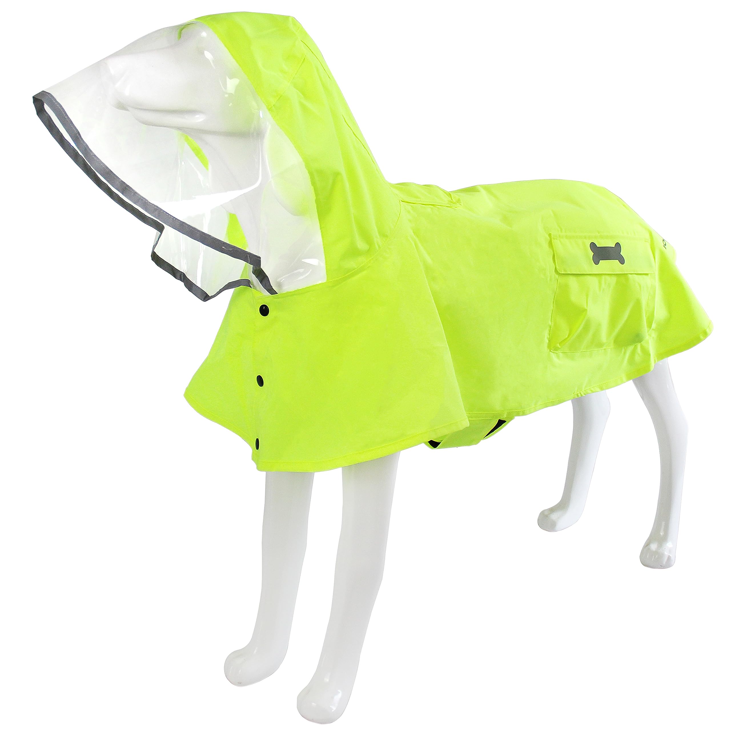 Dog Raincoat Waterproof Rain Poncho with Hoodie, High Reflective Adjustable Pet Rain Jacket with Leash Hole for Small Medium and