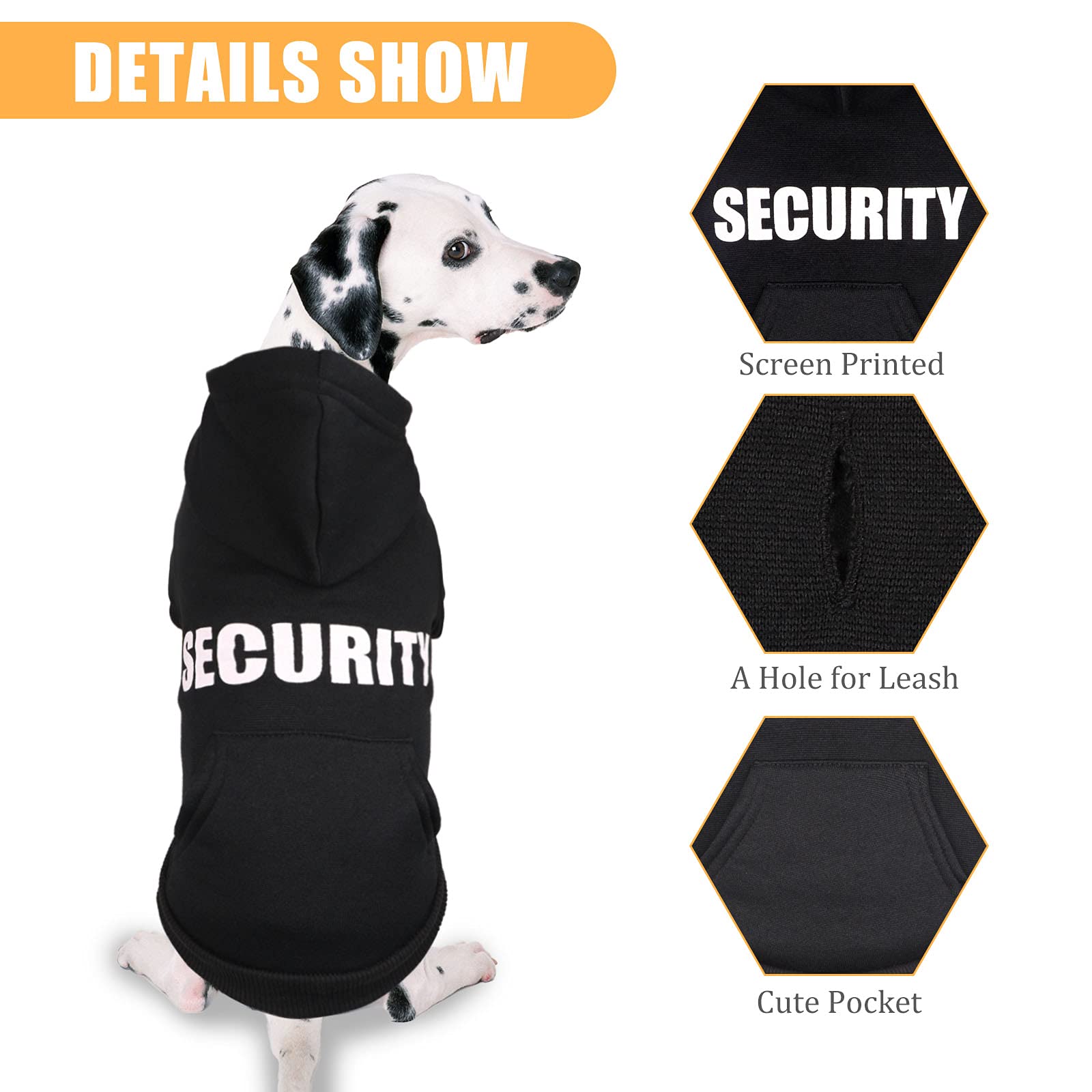 Dog Hoodie Security Dog Sweater Soft Brushed Fleece Clothes Hoodie Sweatshirt With Pocket For Small Medium Large Dogs (Xx-Large)