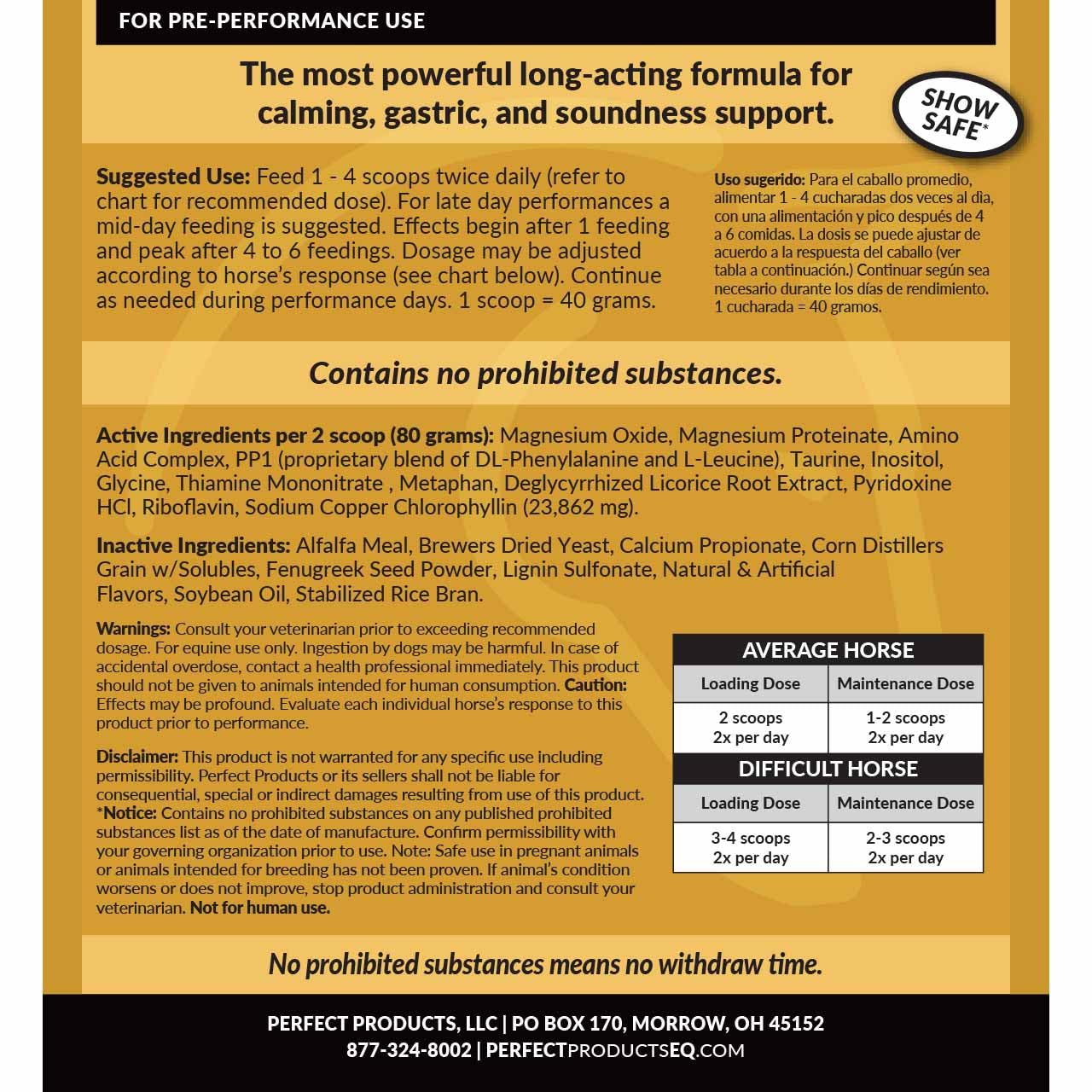 Perfect Prep EQ Gold Complete Calming Pellets (5LB)