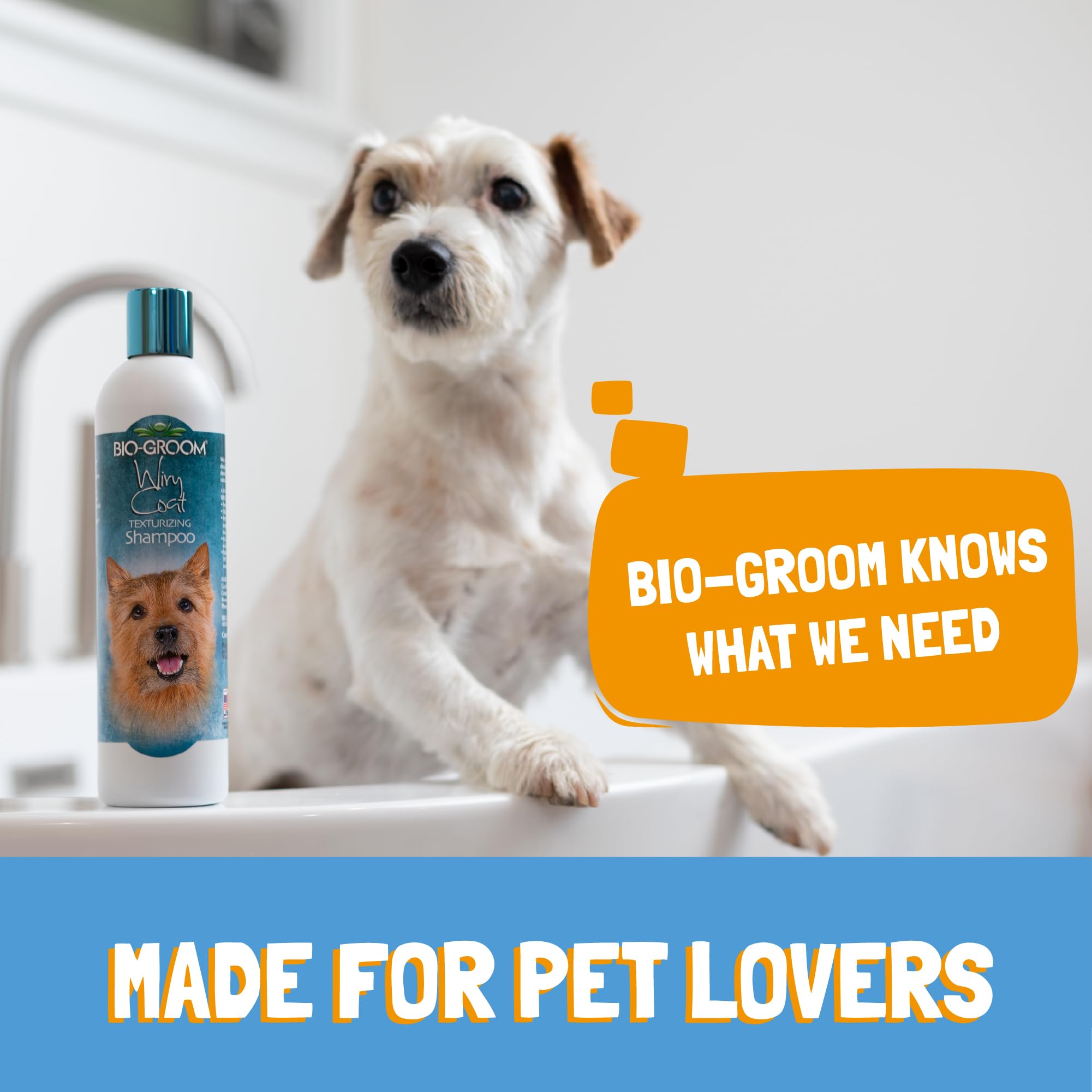 Bio-Groom Wiry Coat Dog Shampoo - Tearless, Bathing Supplies, Puppy Wash, Cat & Dog Grooming Supplies, Cruelty-Free, Made in USA