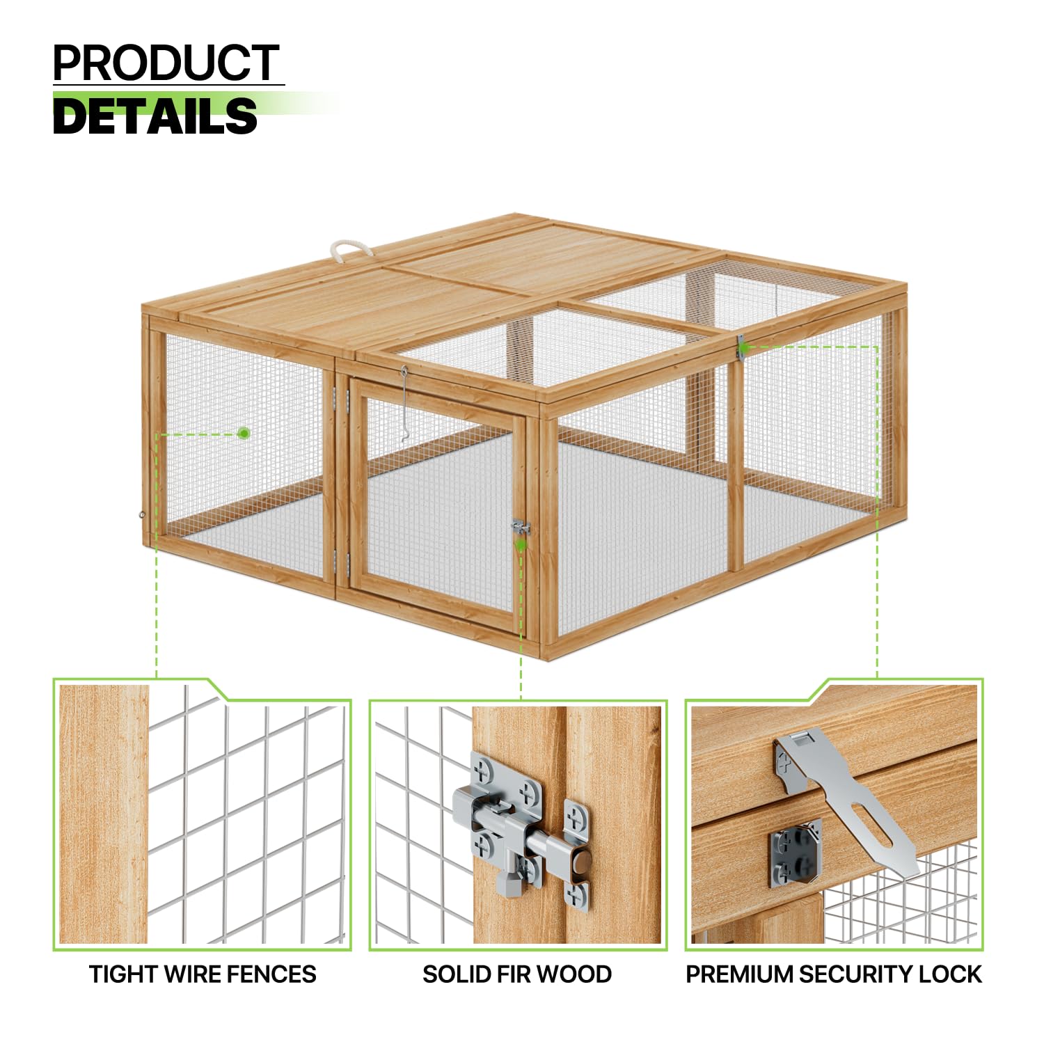 Magshion Folding Chicken Coop Rabbit Hutch, Portable Chicken House with Handle Wooden Small Animal Poultry Pet Cage House for Ou