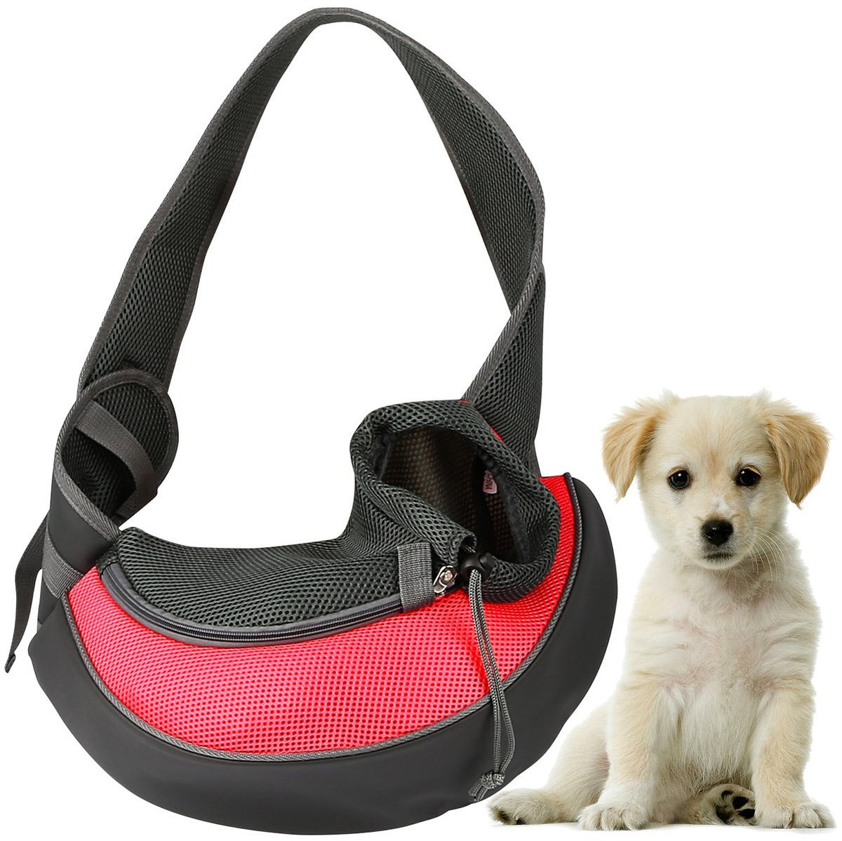 GPCT Pet Puppy Carrier Sling Hands-Free Shoulder Travel Bag. Great for Walking Your Pet. Dog Cat Pet Puppy Outdoor Reversible Pouch Mesh Shoulder Carry Bag Tote Handbag Carrier- (Red Large)