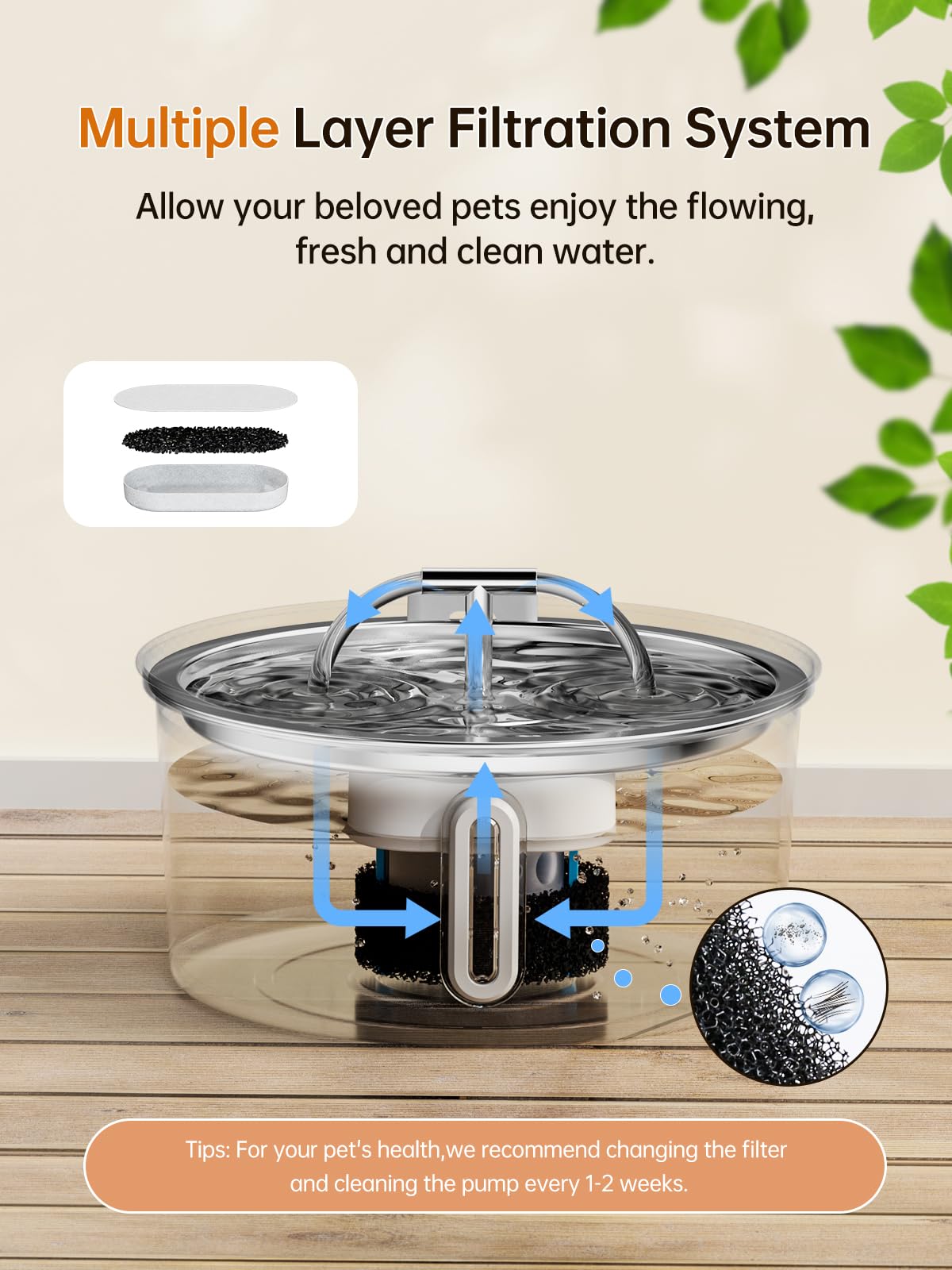 Cat Water Fountain Stainless Steel, 3.2L/108Oz Pet Water Fountain For Drinking,Automatic Metal Dog Water Fountain With 4 Filters