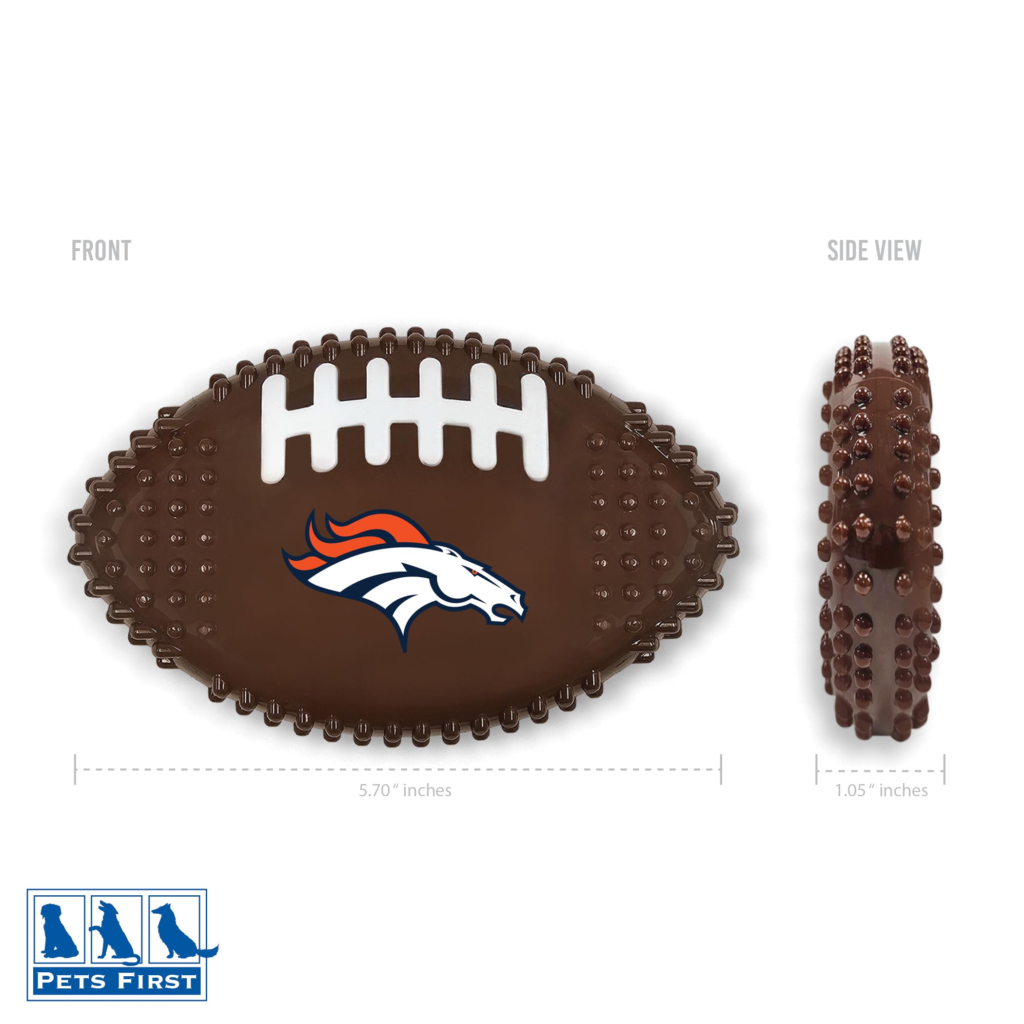 Nfl Denver Broncos Mega- Chew Hard Nylon Bacon-Flavored Dog Bone Football Chew Toy Interactive Tasty Fun Dog Chewy Toys Indestru