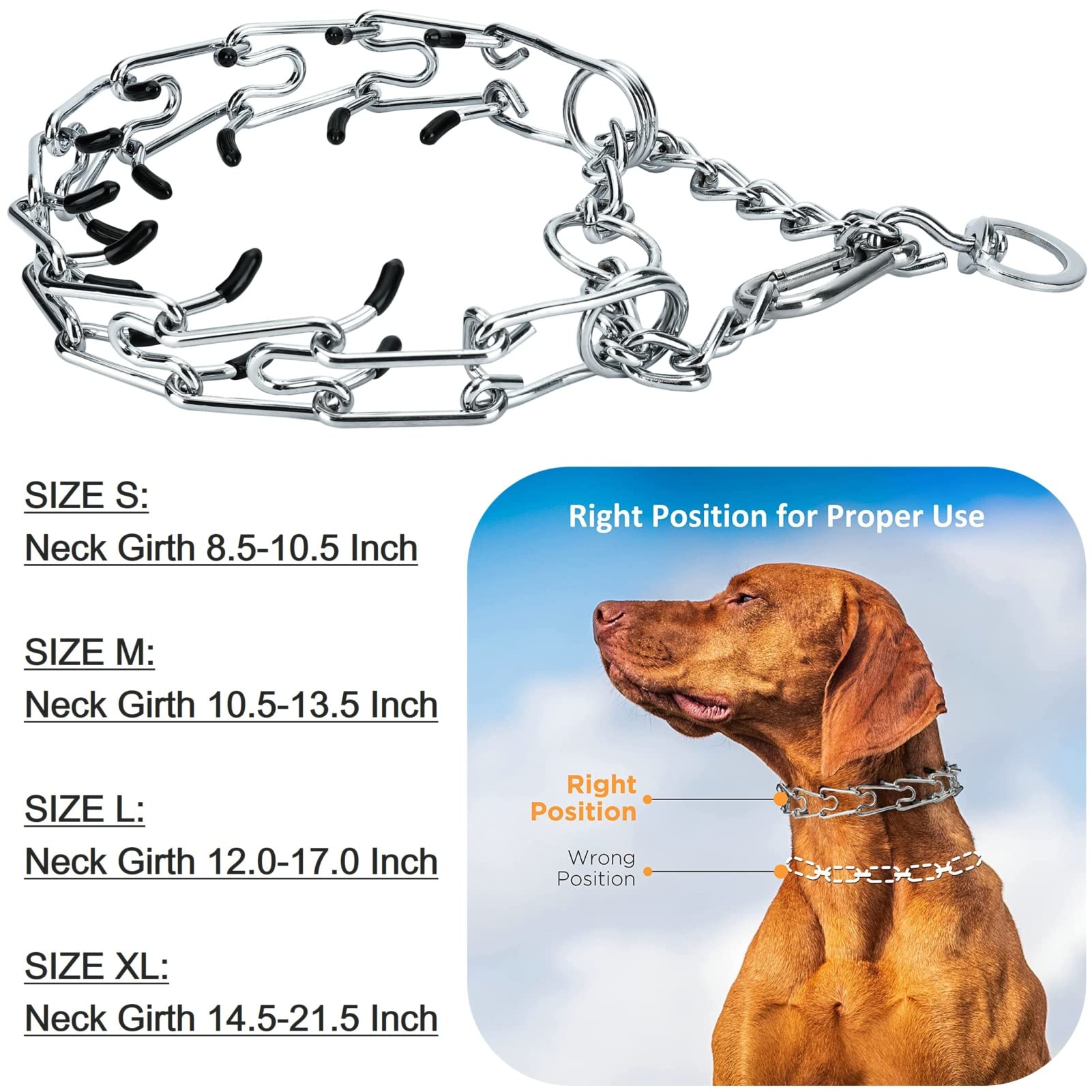 Deyace Dog Pinch Collar, Adjustable Quick Release Choke Training Collar, Stainless Steel Prong Collar For Large Medium Small Dogs