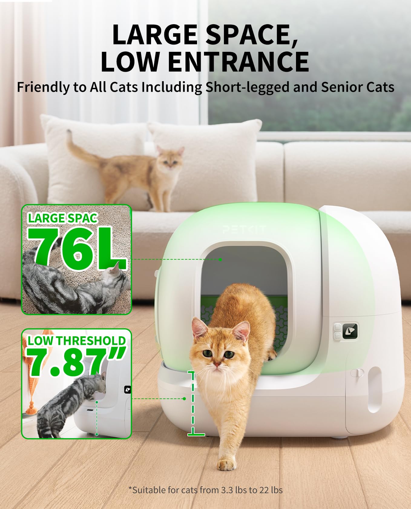 Petkit Puramax 2 Automatic Self Cleaning Litter Box, Upgraded Anti-Leakage Litter Box For Multiple Cats, 2.4G Wifi/Safety Sensor